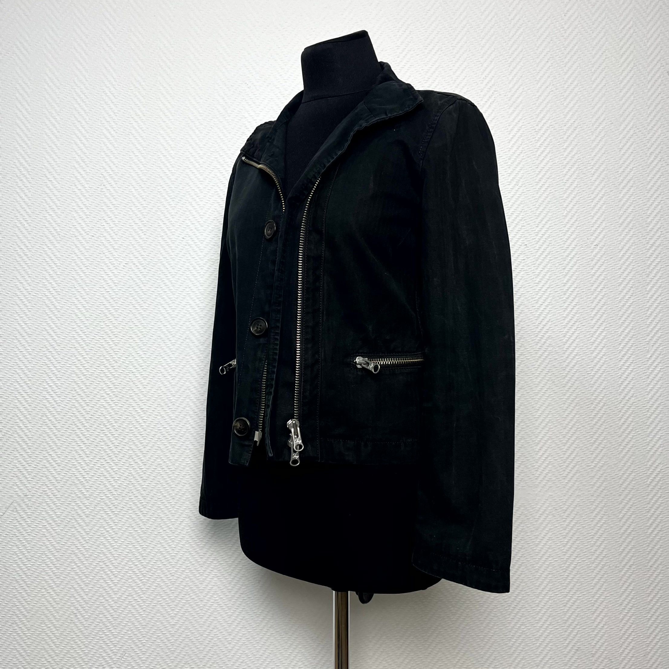 Fay Y2K Fay Womens Black Utility Zip Pocket Biker Jacket Size M Size M / US 6-8 / IT 42-44 - 14 Thumbnail