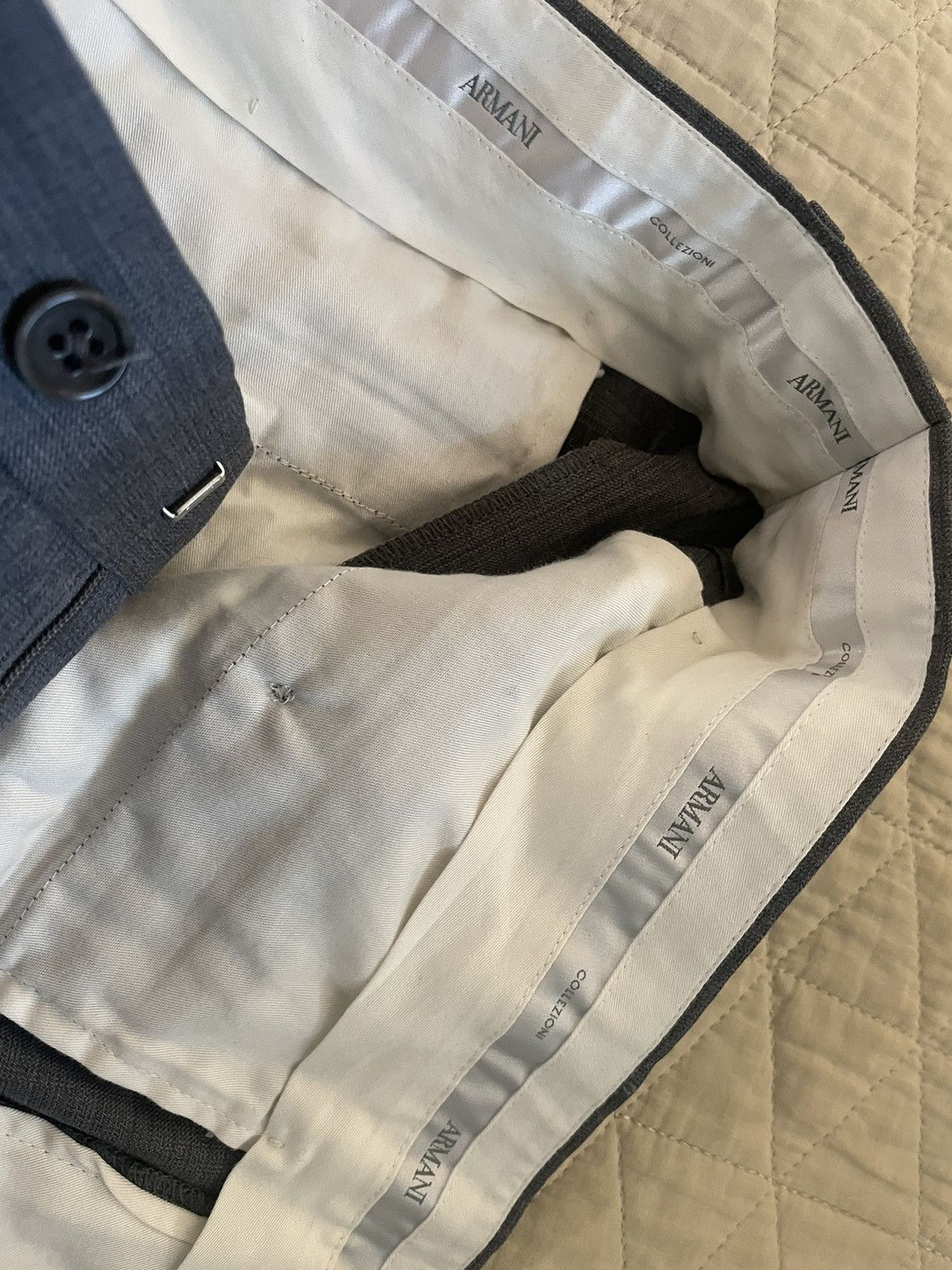 Armani Collezioni Flat Front Button Tab Wool Trouser Size US 34 / EU 50 - 3 Thumbnail