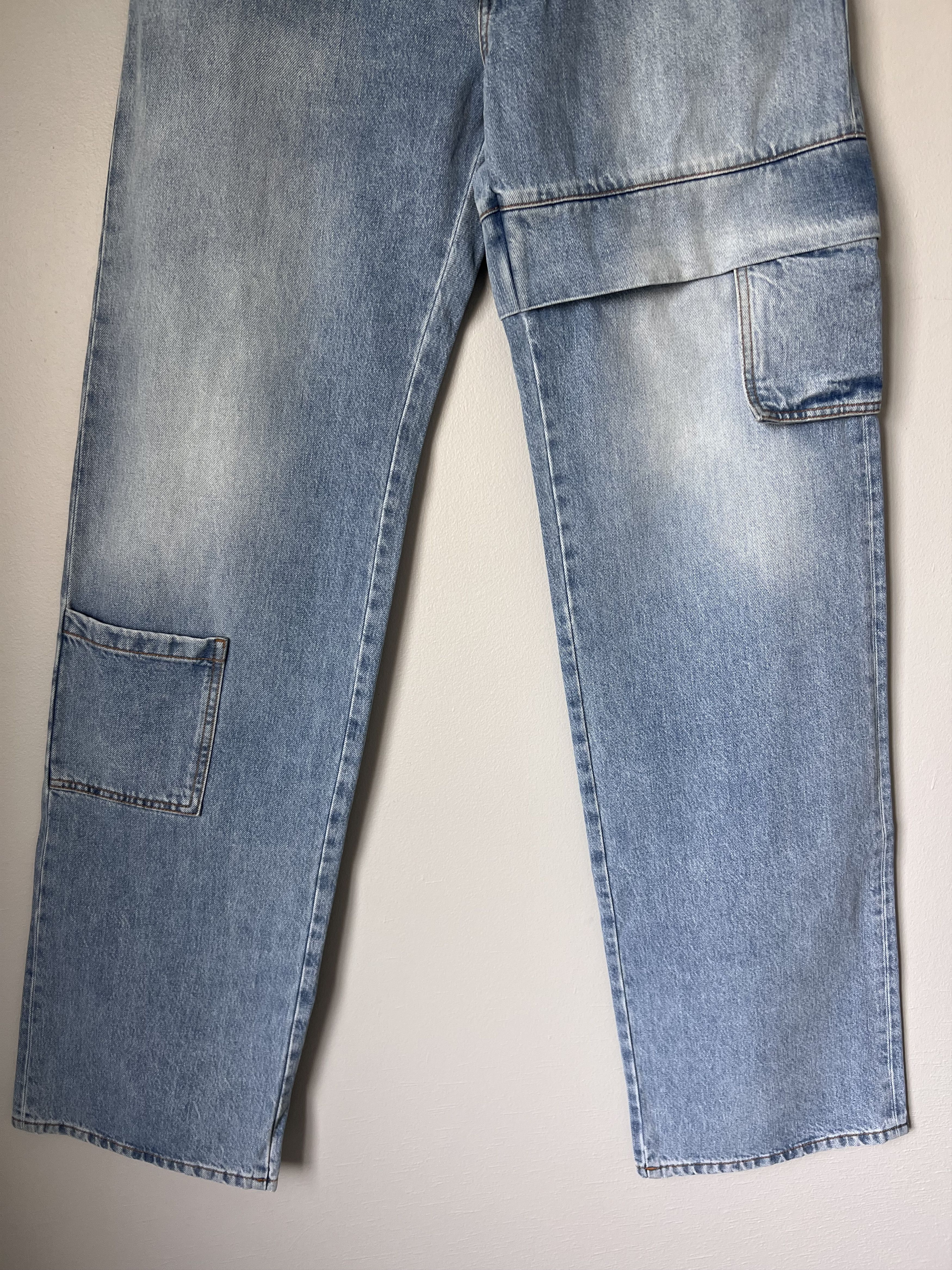 1017 Alyx 9SM Oversized Denim Cargo Pants in Light Blue