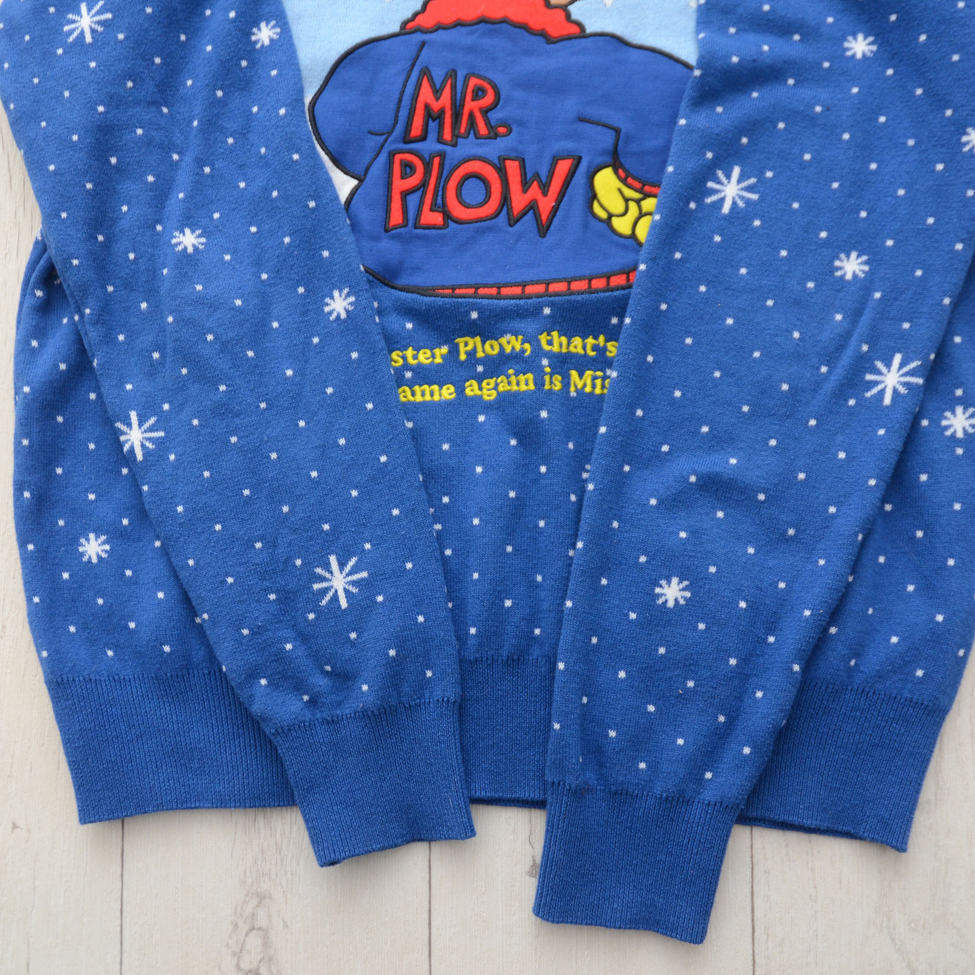 Cartoon Network The Simpsons Mr Plow Christmas Sweater Blue Geometric Jumper Size US M / EU 48-50 / 2 - 9 Thumbnail