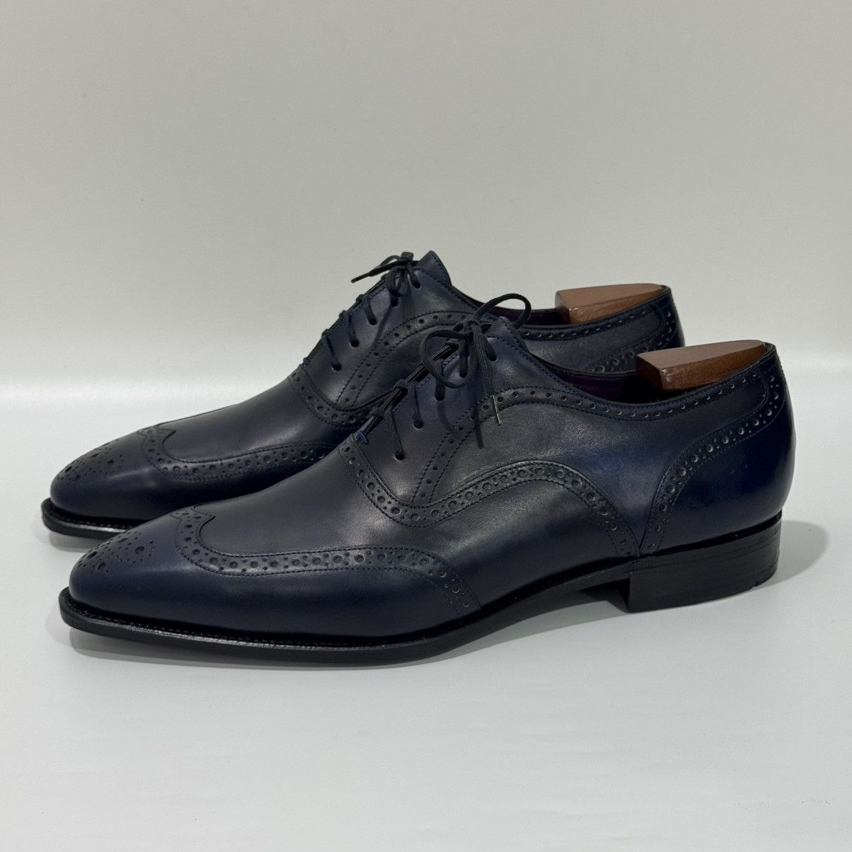 Corthay Corthay Bespoke Wingtip Oxford Navy Blue PatinaLeather Shoes Size US 10 / EU 43 - 1 Thumbnail