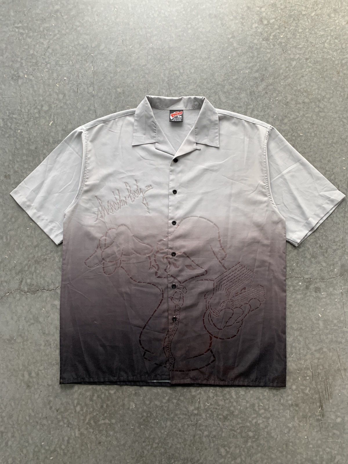 VINTAGE CRAZY VINTAGE Y2K DISS PRINTED SHIRT GRADIENT BAGGY SKATER