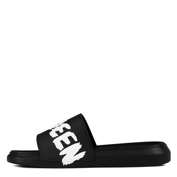 Alexander McQueen o1g2r1mq0824 Graffiti Sliders in Black & White Size US 7 / IT 37 - 2 Thumbnail