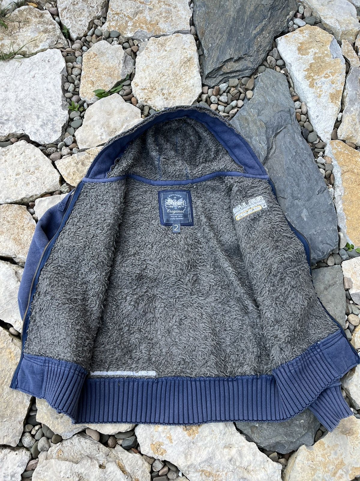 Diesel × Vintage Vintage Diesel jeans y2k heavy fur zip hoodie sherpa jacket Size US M / EU 48-50 / 2 - 3 Thumbnail
