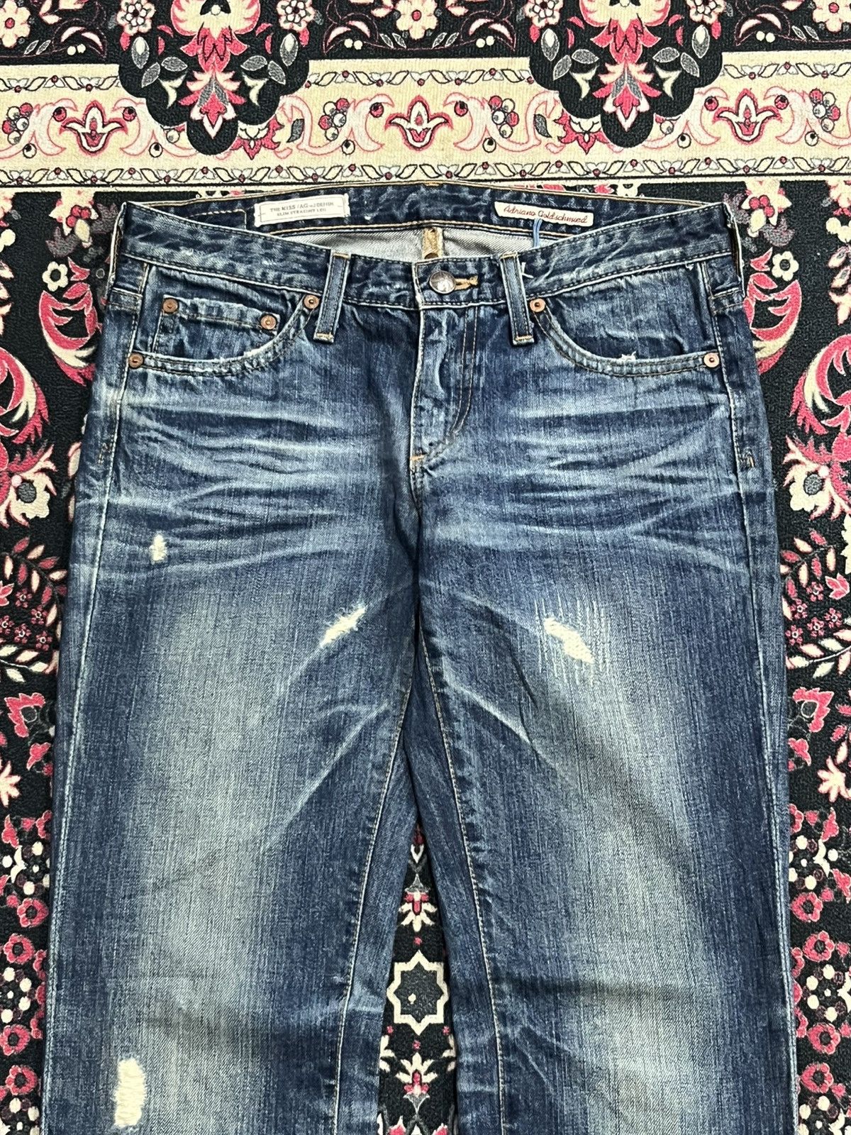 AG Adriano Goldschmied Adriano Goldschmied “The Kiss” Slim Straight Blue Faded Jean Size 27" / US 4 / IT 40 - 4 Thumbnail