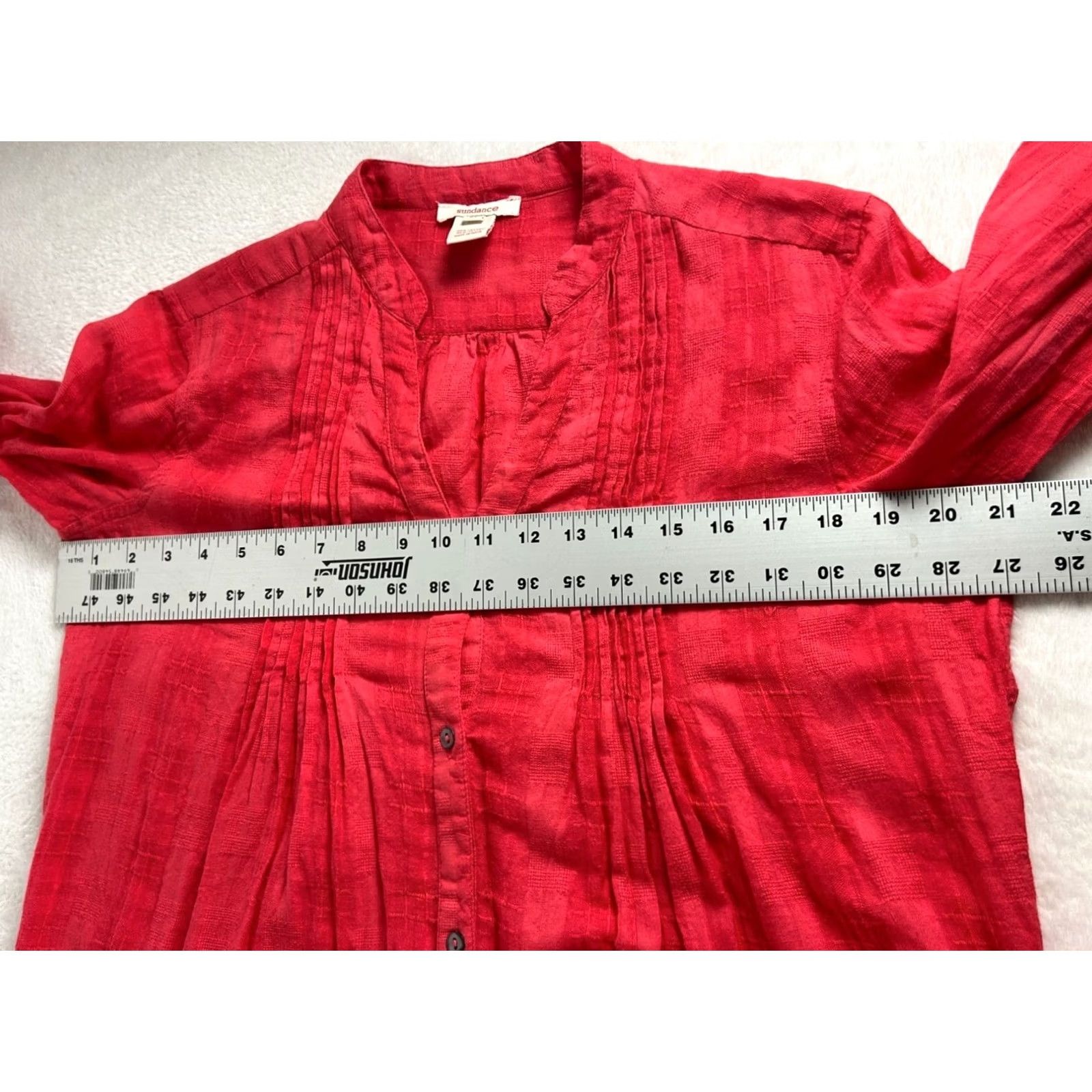 Vintage Sundance Womens Pintuck Red Plaid Cotton Button-Down Tunic Top Blouse Medium Size M / US 6-8 / IT 42-44 - 7 Thumbnail