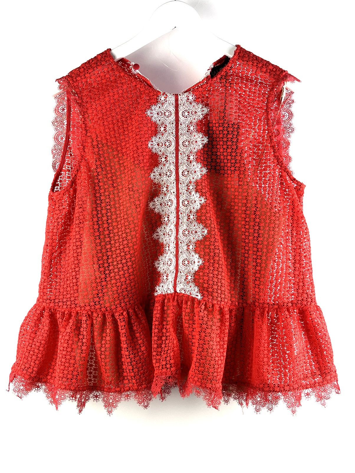 image of Saloni Adele Chille Sleeveless Dot Lace Peplum Top, Women's (Size XL)