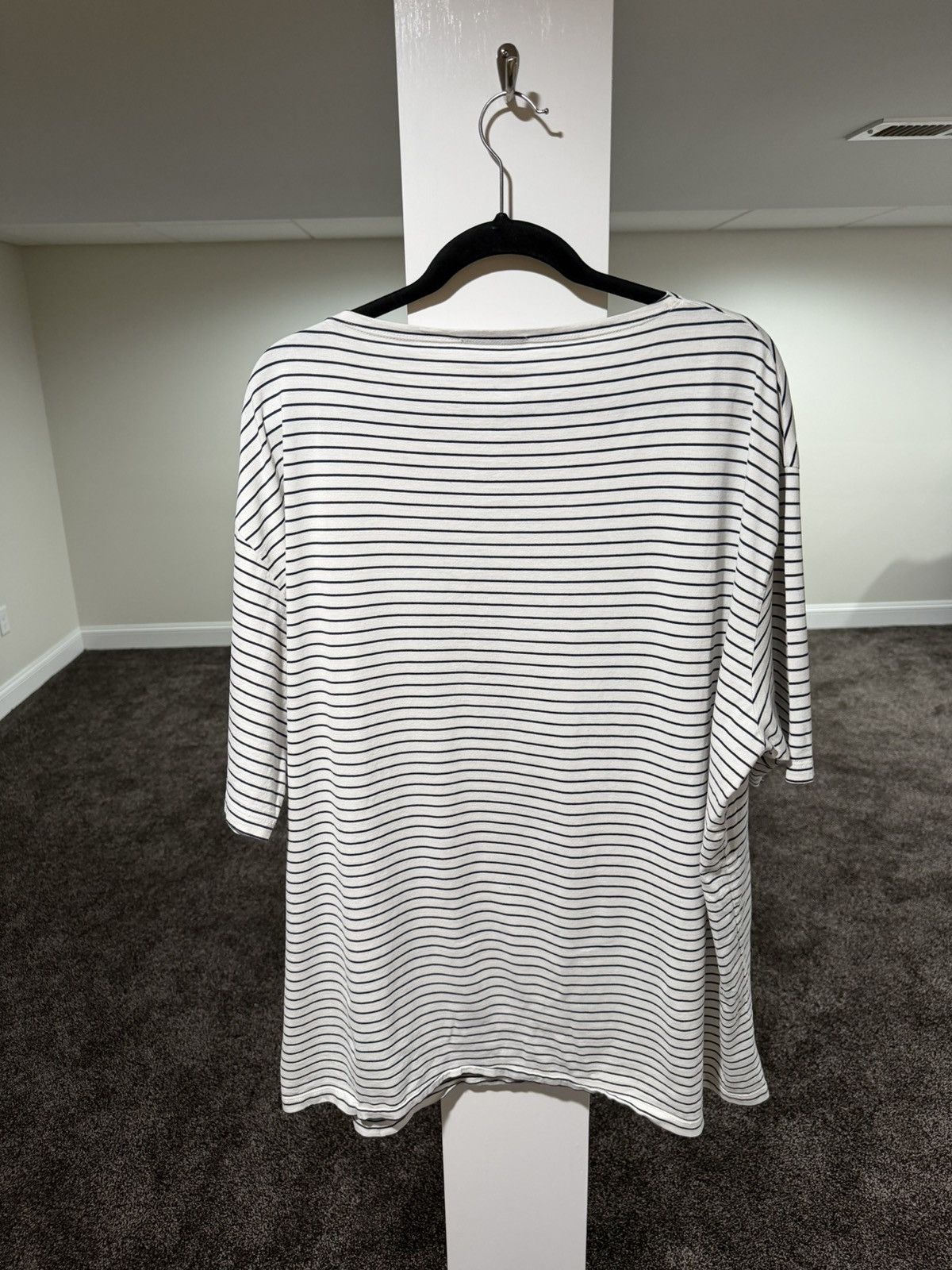Prada Prada Striped Navy White Cotton Triangle Logo T-Shirt Size US XXL / EU 58 / 5 - 2 Thumbnail