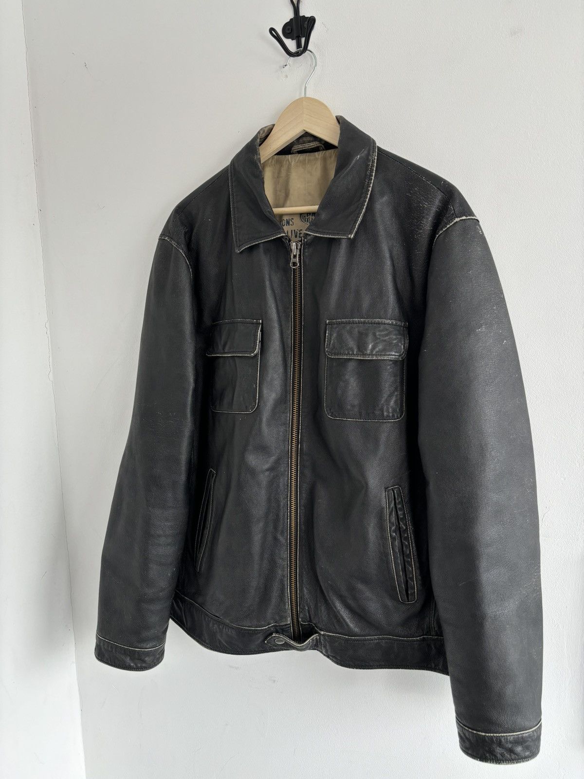 Genuine Leather Vintage Real Leather Faded Chest Pocket Jacket Size US L / EU 52-54 / 3 - 2 Thumbnail