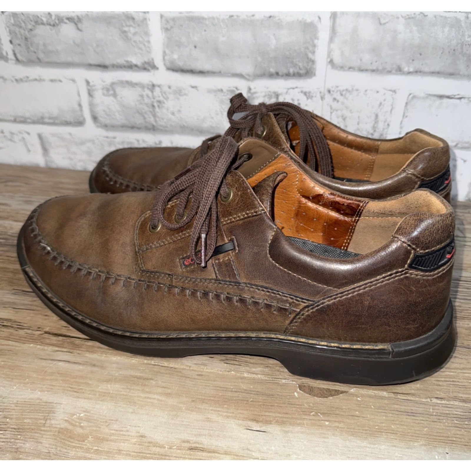 Ecco ECCO Seawalker Oxford Brown Leather Men’s Size US 13 UK 12 EU 47 Casual Comfort Arch Support Lace Up Shoes Mens Size US 12 / EU 45 - 2 Thumbnail