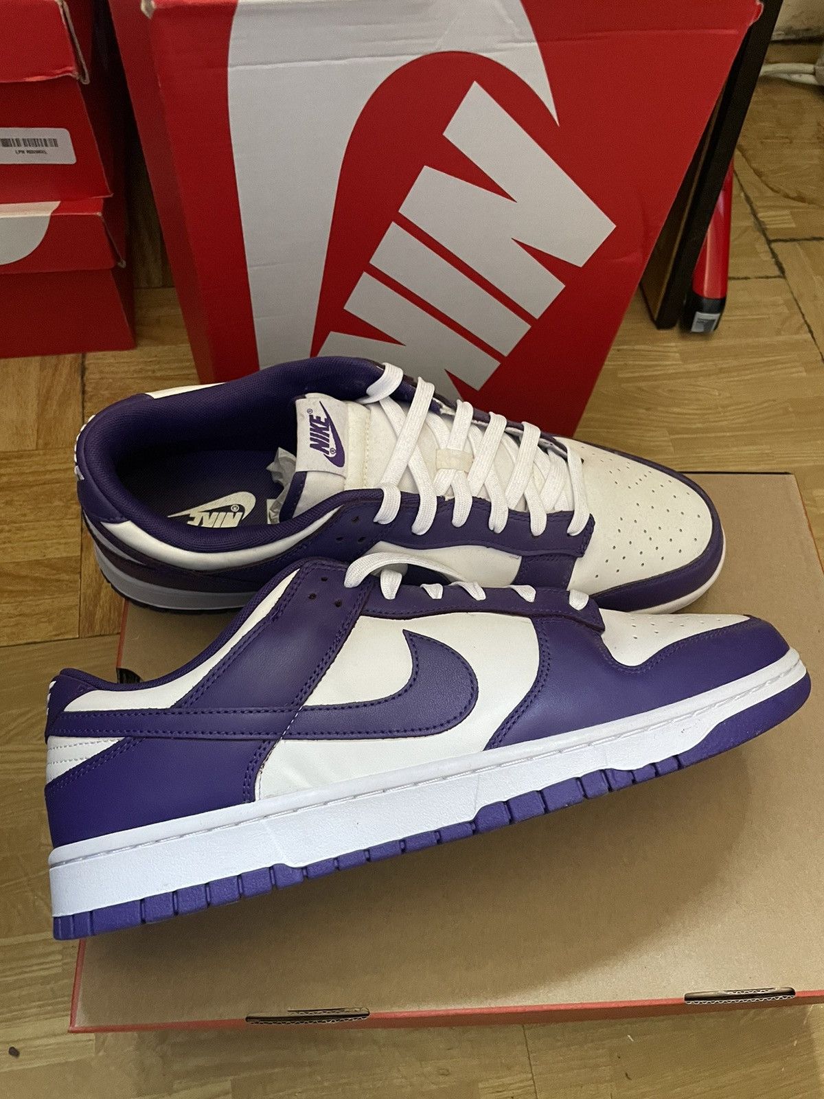 image of Nike Dunk Low Shoes in Purple/White, Men's (Size 13)