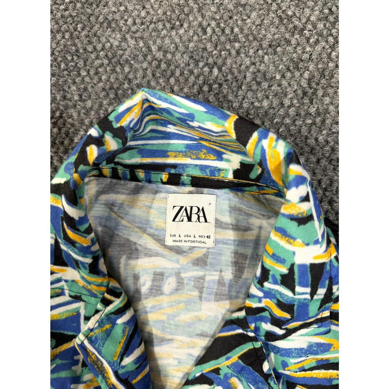 Zara Zara Shirt Mens Large Blue Green Abstract Pattern Button Up Casual Size US L / EU 52-54 / 3 - 5 Thumbnail