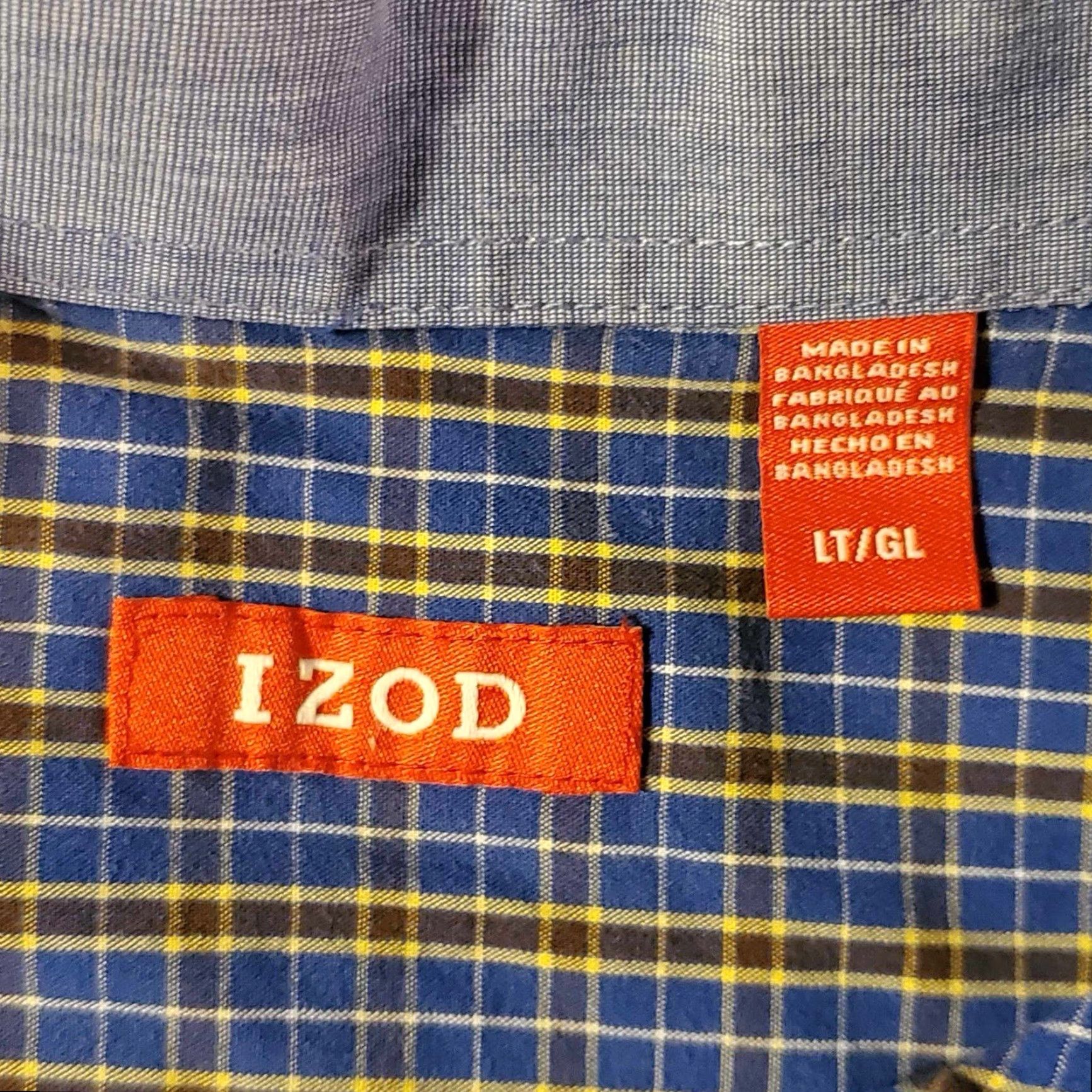 Izod IZOD Shirt Mens LT Large Tall Blue Plaid Long Sleeve Pocket Button Down Size US L / EU 52-54 / 3 - 3 Thumbnail