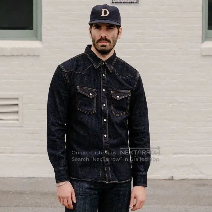 The Flat Head THE FLAT HEAD Classic Workwear Denim Shirt. Size US XS / EU 42 / 0 - 1 Thumbnail