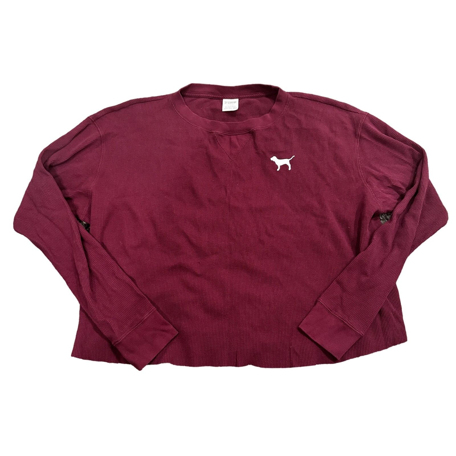 Pink PINK Victoria's Secret Waffle Knit Long Sleeve Crop Top Size L / US 10 / IT 46 - 1 Thumbnail