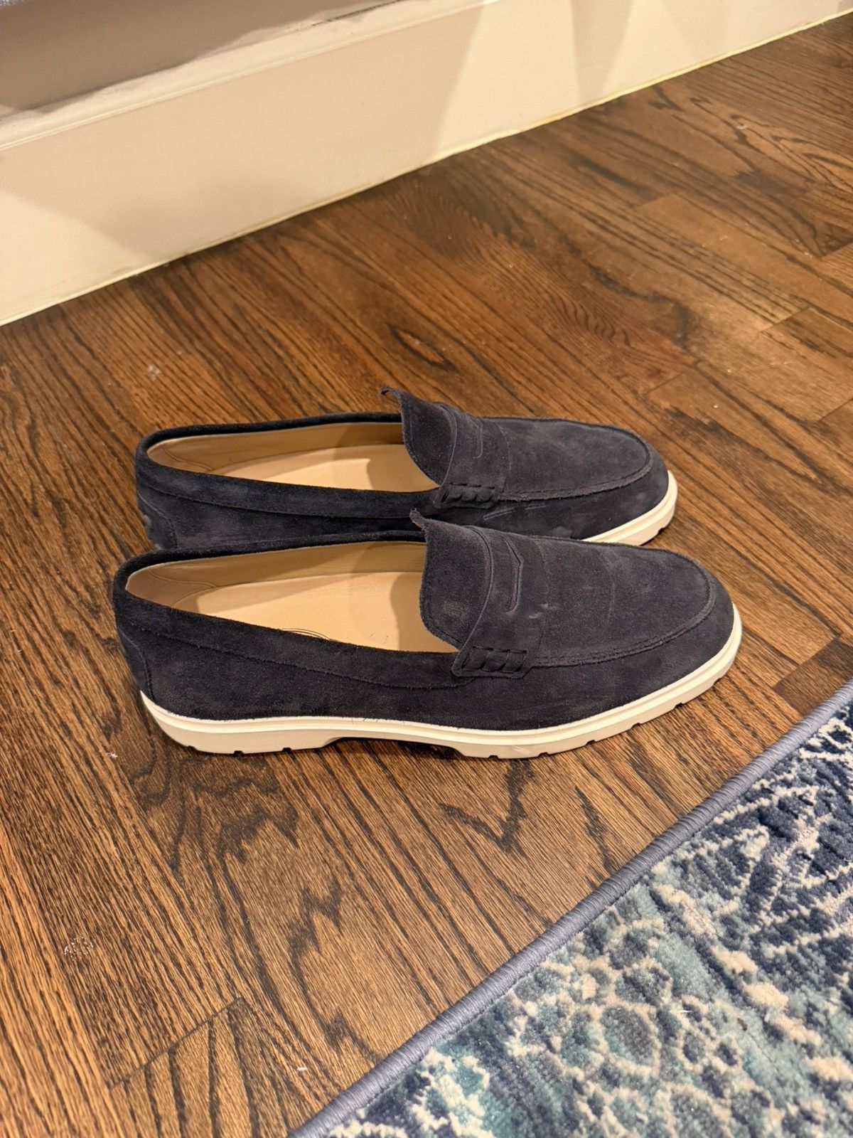 Tod's Tods Navy Blue Suede Penny Loafers Size US 8.5 / EU 41-42 - 6 Thumbnail
