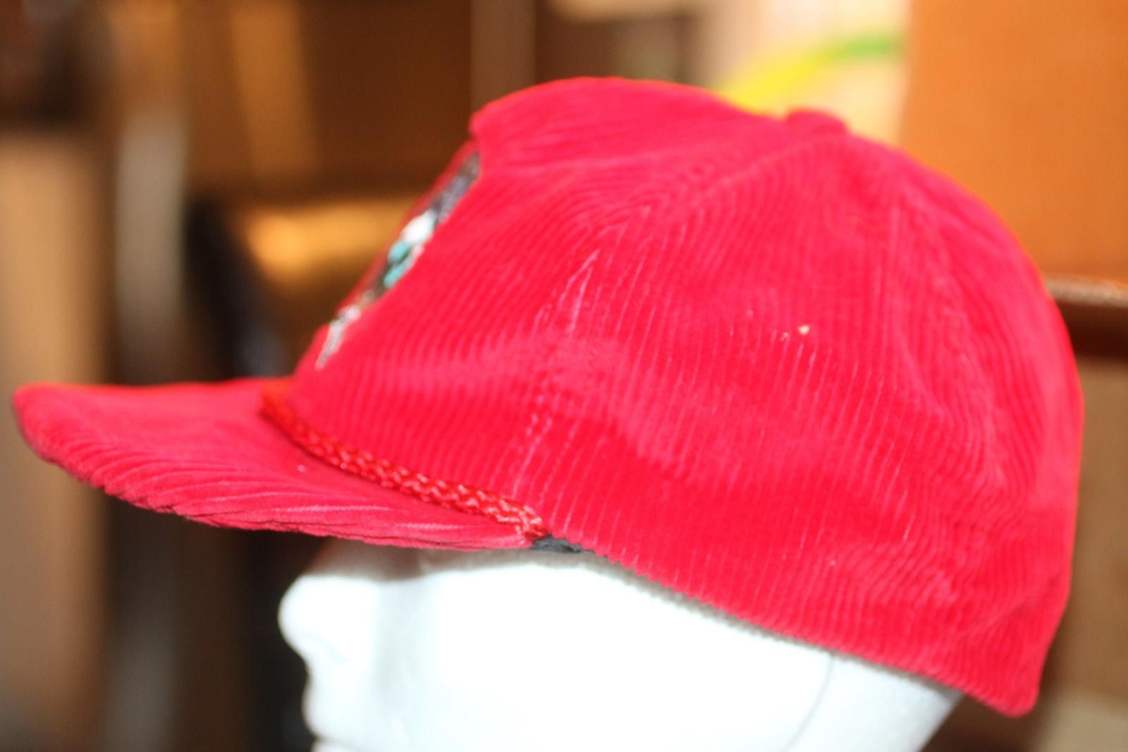 MLB Vintage Red Corduroy Strapback Hat Moose Mountain Elk Lodge Size ONE SIZE - 5 Thumbnail