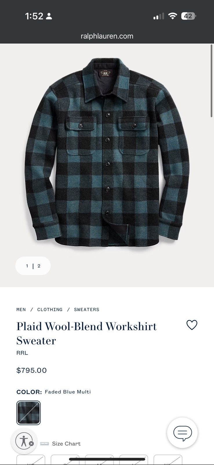 RRL Ralph Lauren Double RL RRL Flannel Plaid Wool-Blend Workshirt Size US L / EU 52-54 / 3 - 2 Thumbnail