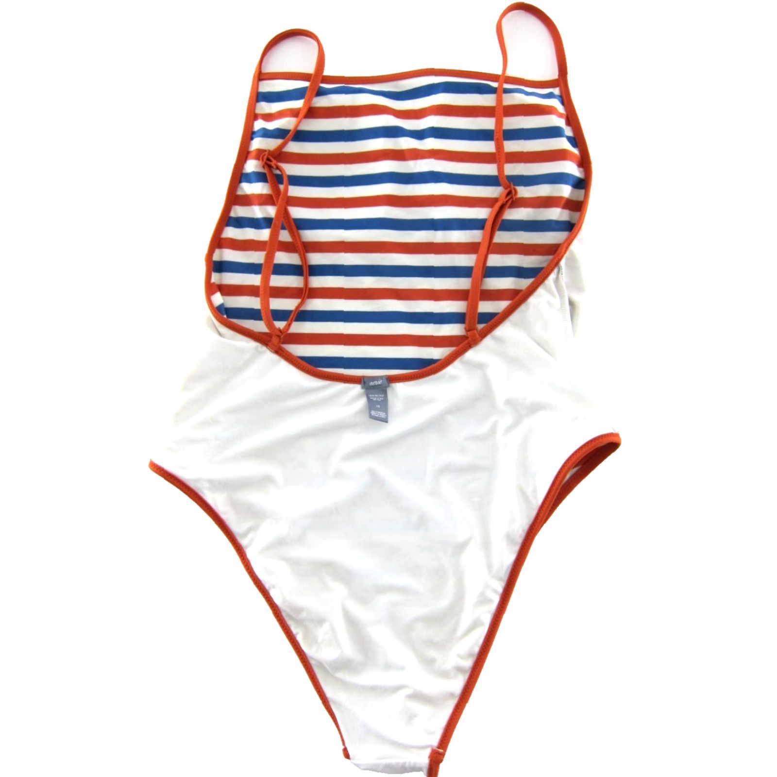 Vintage Aerie American Eagle Orange White Blue Stripe One Piece Swimsuit Women Large Size ONE SIZE - 5 Thumbnail