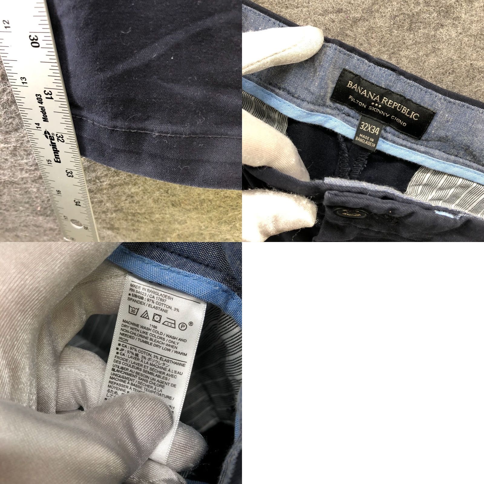 Banana Republic VINTAGE Banana Republic Fulton Skinny Chino Pant Mens 32x34 Navy Blue Stretch Slim Flat Front 32 Regular Blue Size US 32 / EU 48 - 8 Thumbnail