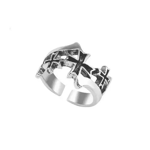 Vintage Gothic Repeat Cross Ring Silver Grunge Punk Black Jewelry Size ONE SIZE - 1 Thumbnail