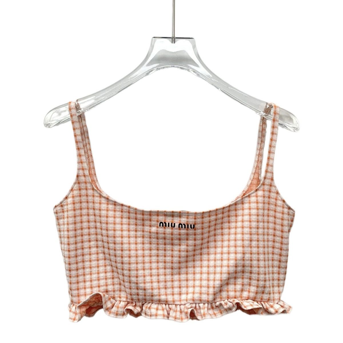 Miu Miu Miu Miu Orange Lace Trim Plaid Cami Tank Top K26WX Size M / US 6-8 / IT 42-44 - 2 Thumbnail