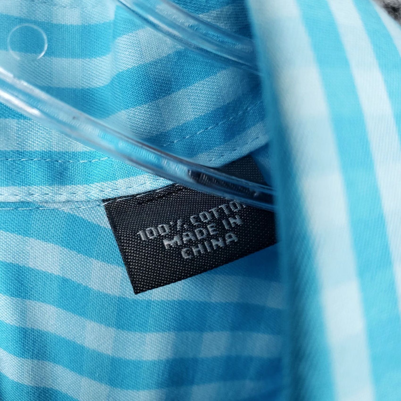Kenneth Cole Kenneth Cole Reaction Shirt Mens L Blue Dress Button Check Non Iron Size 42R - 4 Thumbnail