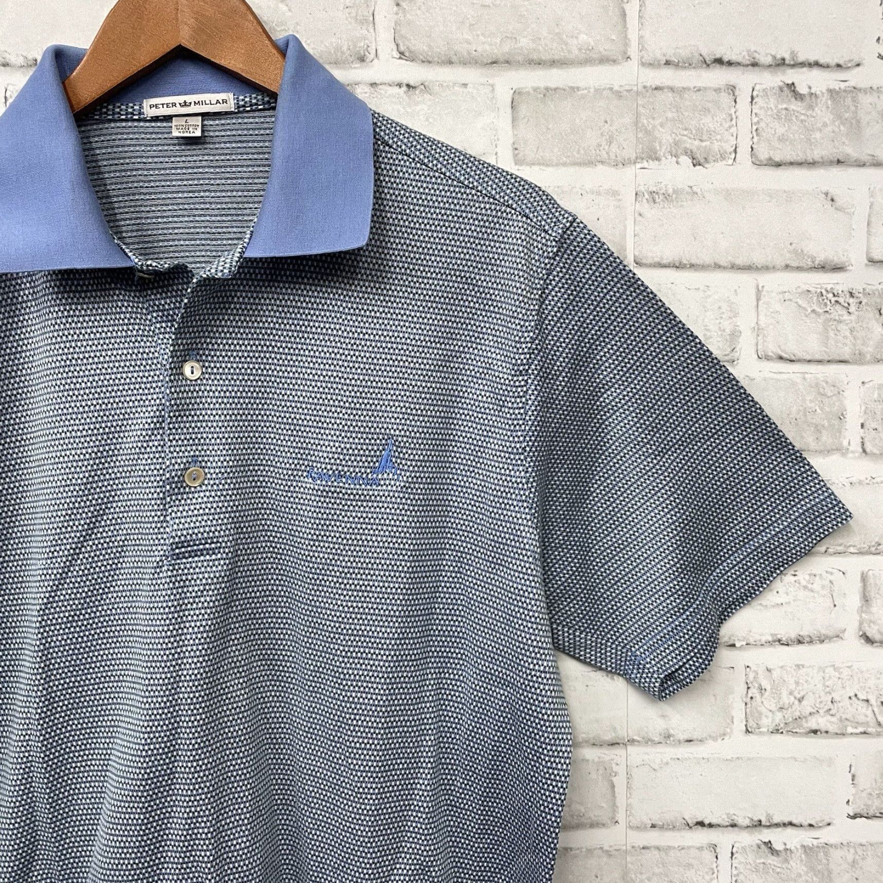 Peter Millar Peter Millar Polo Mens L Blue 100% Cotton Ravenna Golf Shirt Size US L / EU 52-54 / 3 - 2 Thumbnail