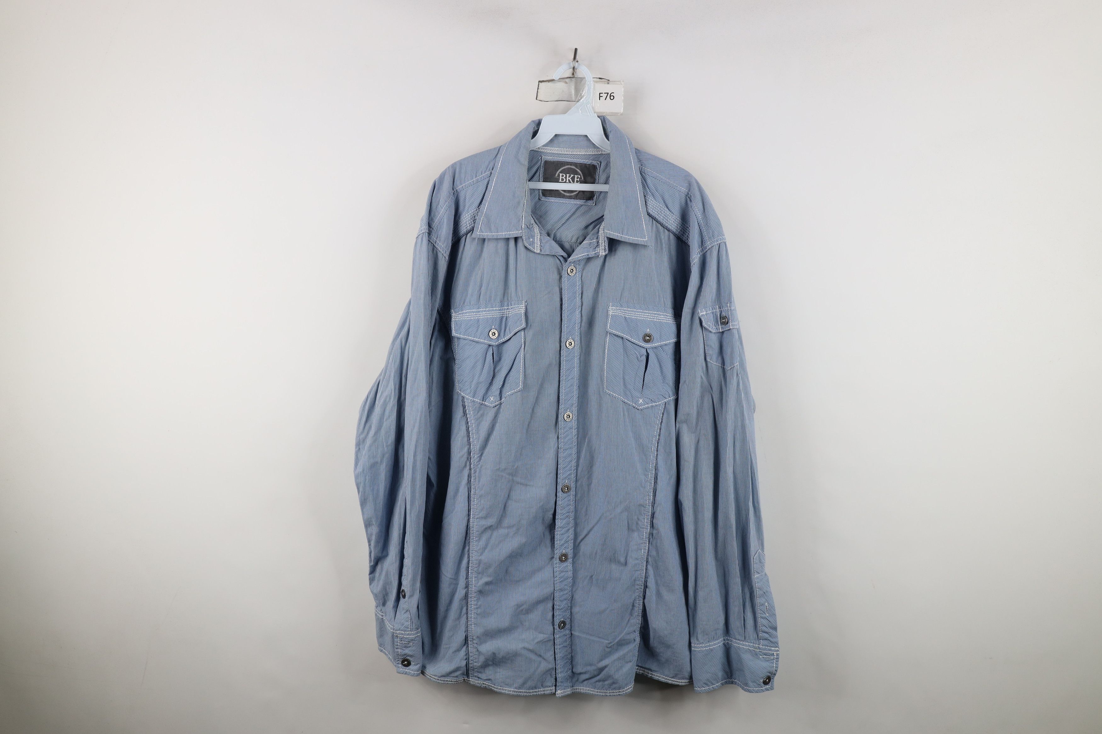 Vintage Buckle BKE Thick Stitch Striped MMA Collared Button Shirt Size US XXL / EU 58 / 5 - 1 Thumbnail