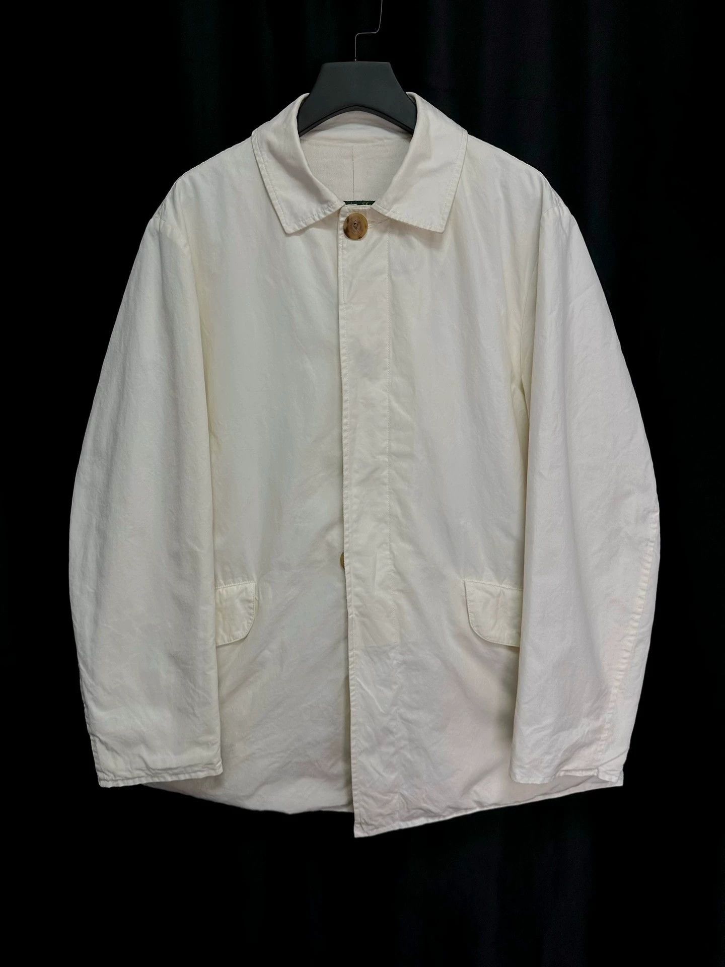 Paul Harnden Shoemakers Beige Lightweight Collared Jacket with Pockets Size US S / EU 44-46 / 1 - 1 Thumbnail