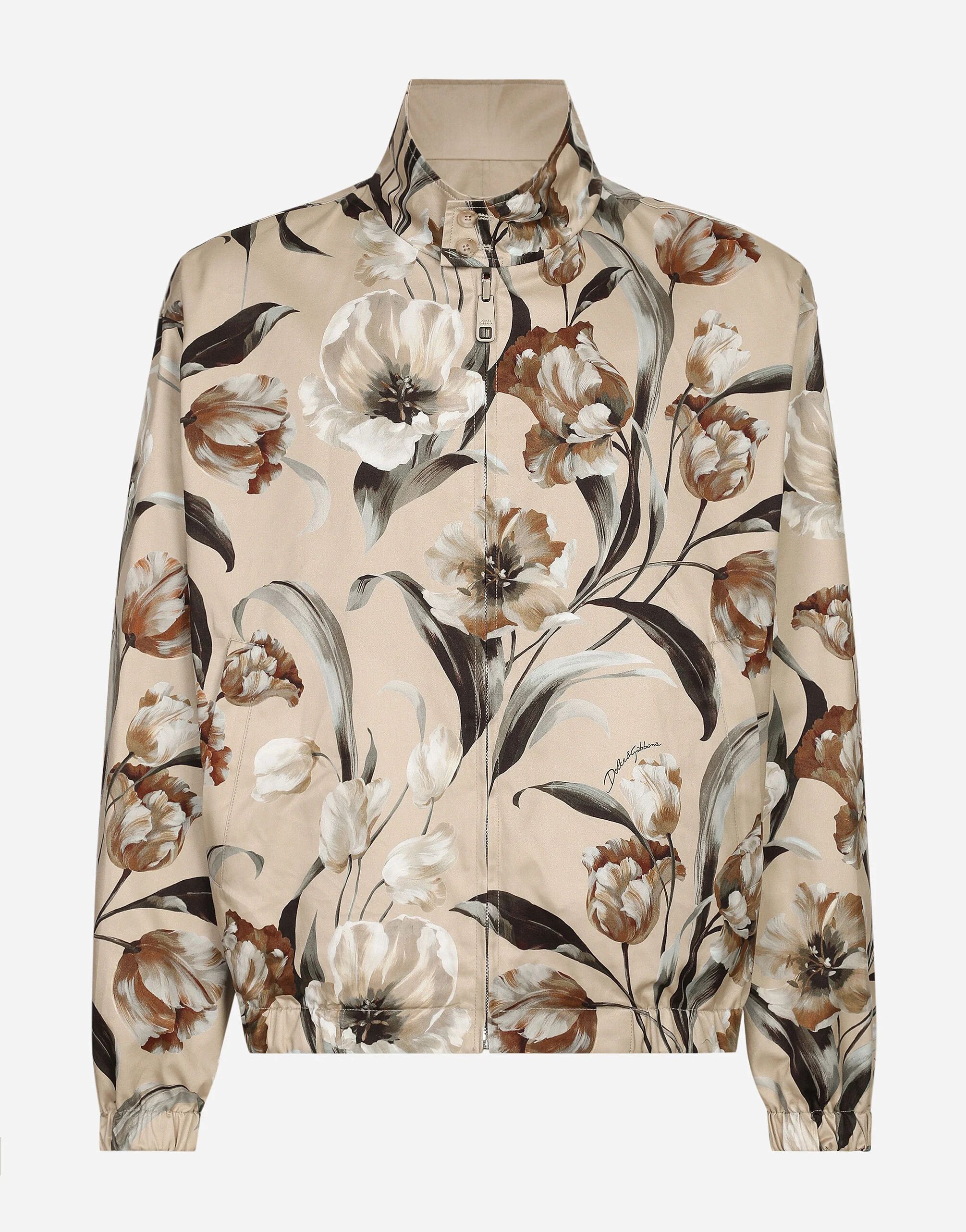o1s22i1n0924 Reversible Floral Print Jacket in Beige