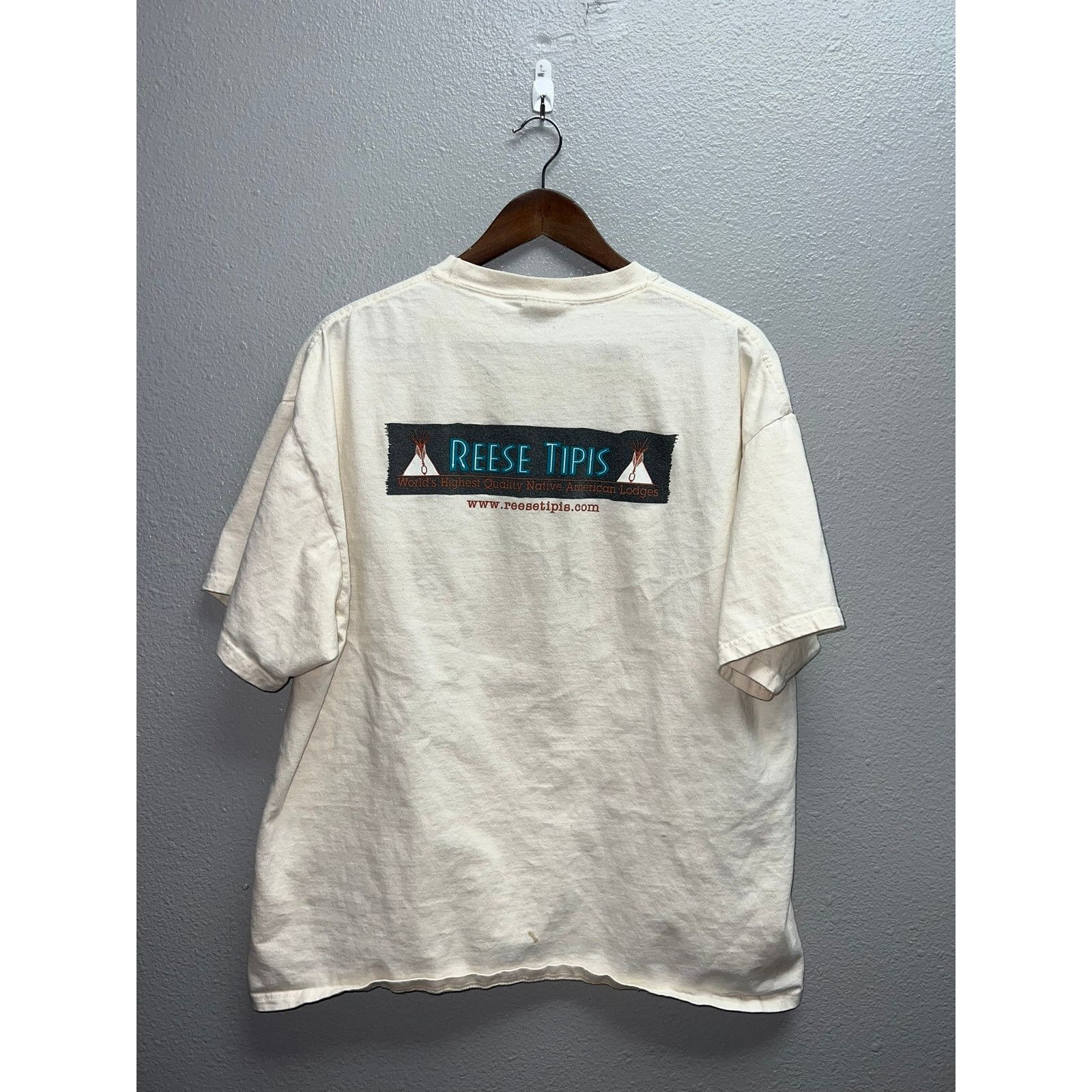 Hanes Vintage Native American Shirt Reese Tipis Teepee Stained Tee Size US XL / EU 56 / 4 - 1 Thumbnail