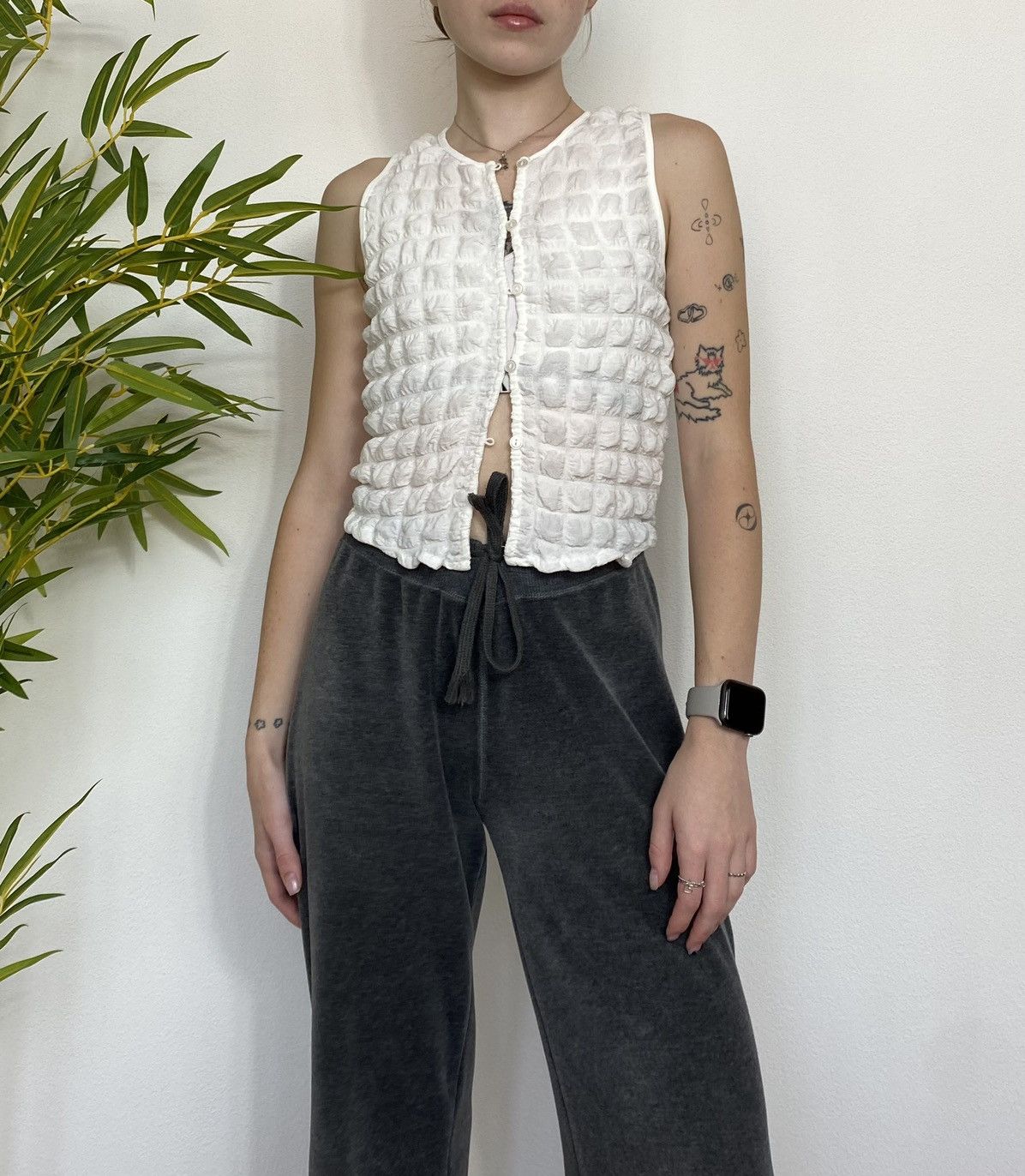 Vintage SHIBORI SPIDER QUILTED POPCORN DOUBLET STYLE TANK TOP Size XS / US 0-2 / IT 36-38 - 2 Thumbnail