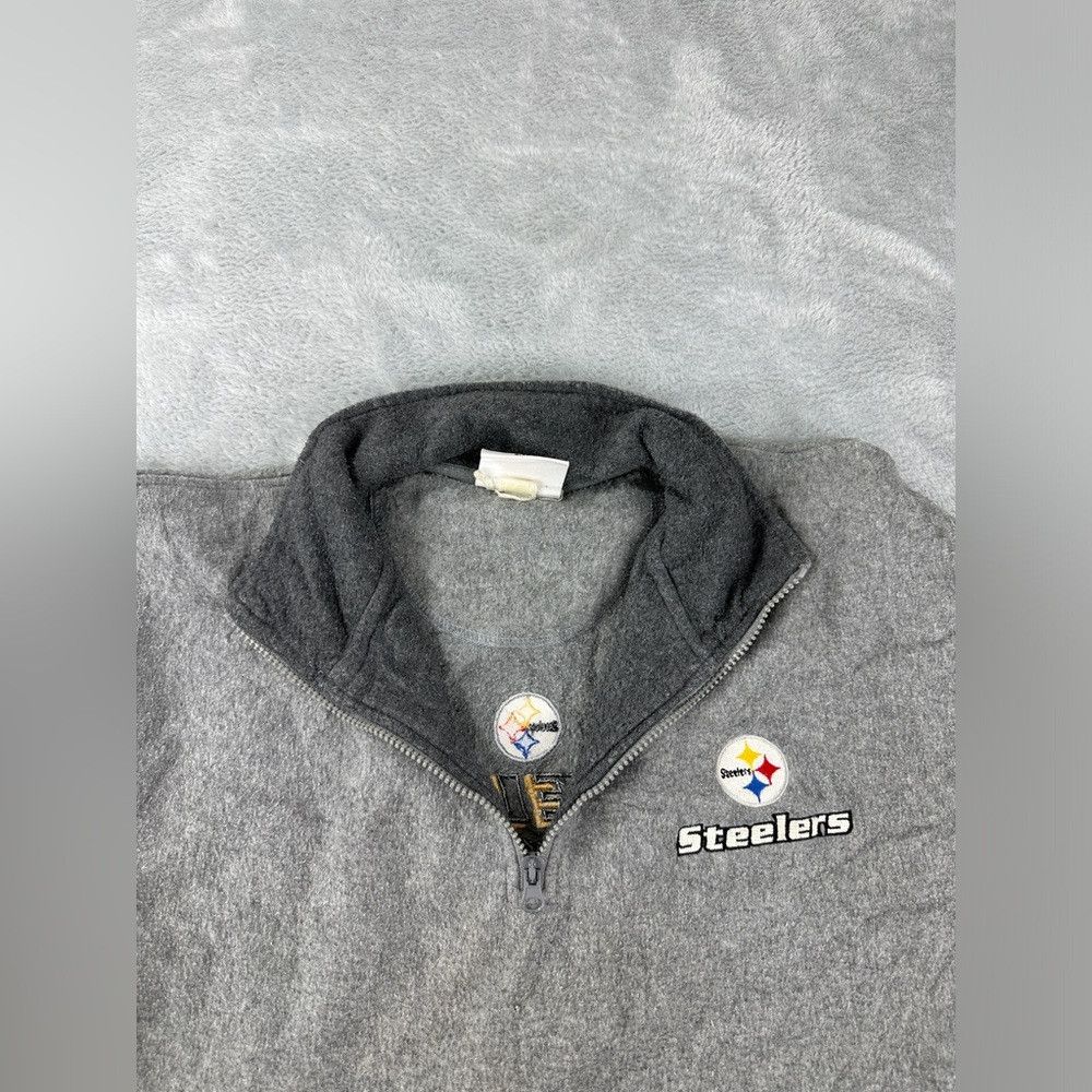 NFL Vtg Pittsburgh Steelers Grey 1/4 Zip Polyester jacket size Size US L / EU 52-54 / 3 - 3 Thumbnail