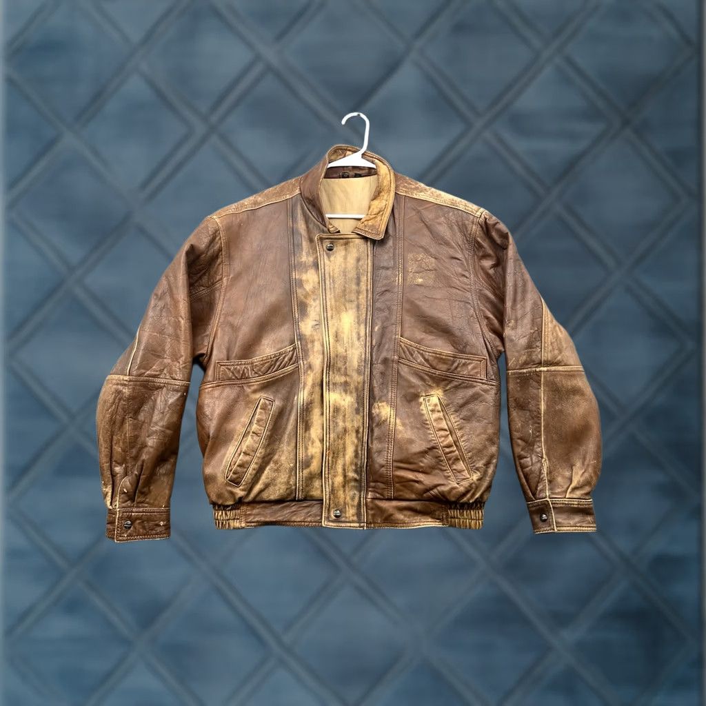 Vintage VINTAGE Mirage Bomber Jacket Brown Leather Flight Dictionary? Size US XS / EU 42 / 0 - 1 Thumbnail