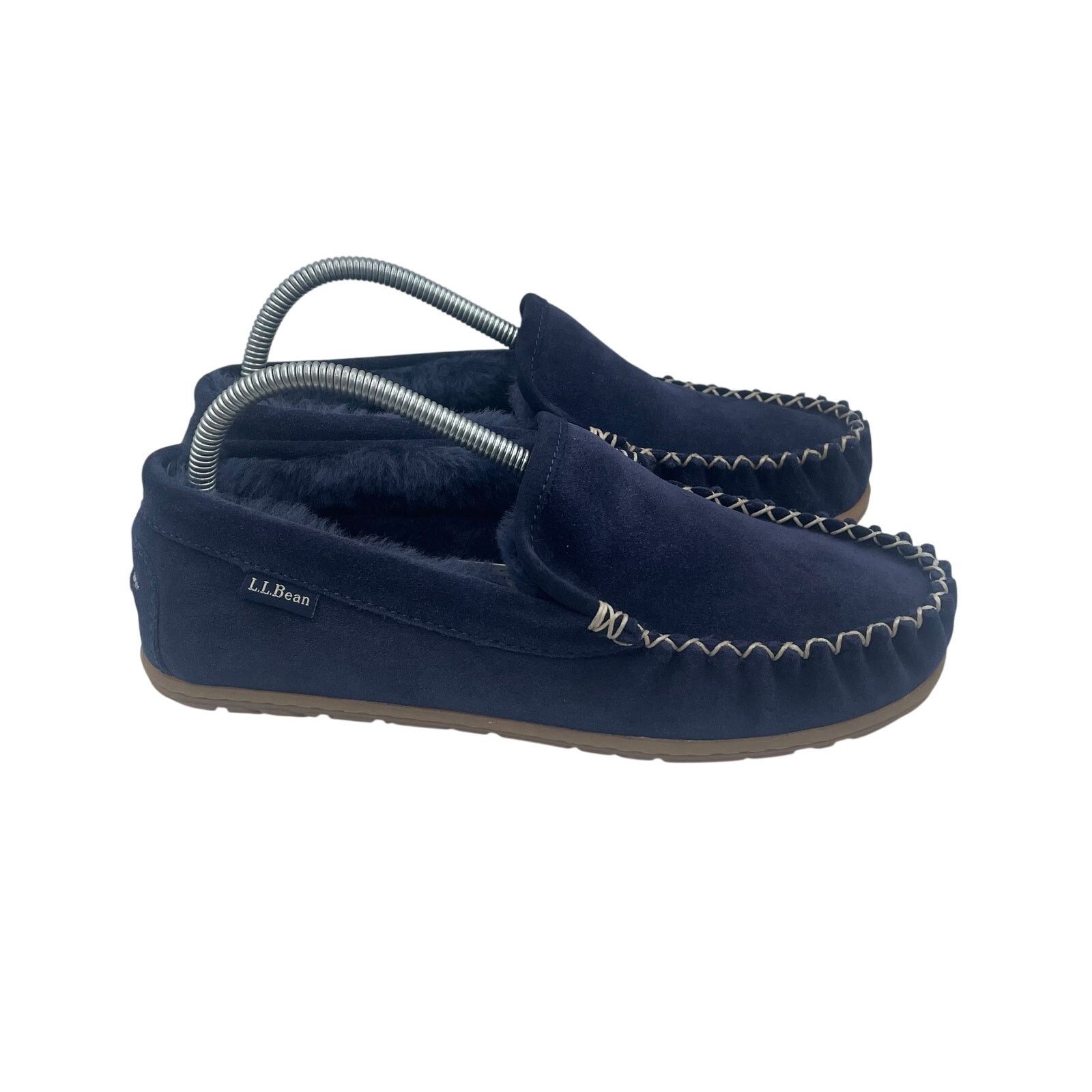 L.L. Bean LL Bean Wicked Good Slippers Moccasins Fur Lines Navy Women Size US 8 / IT 38 - 2 Thumbnail