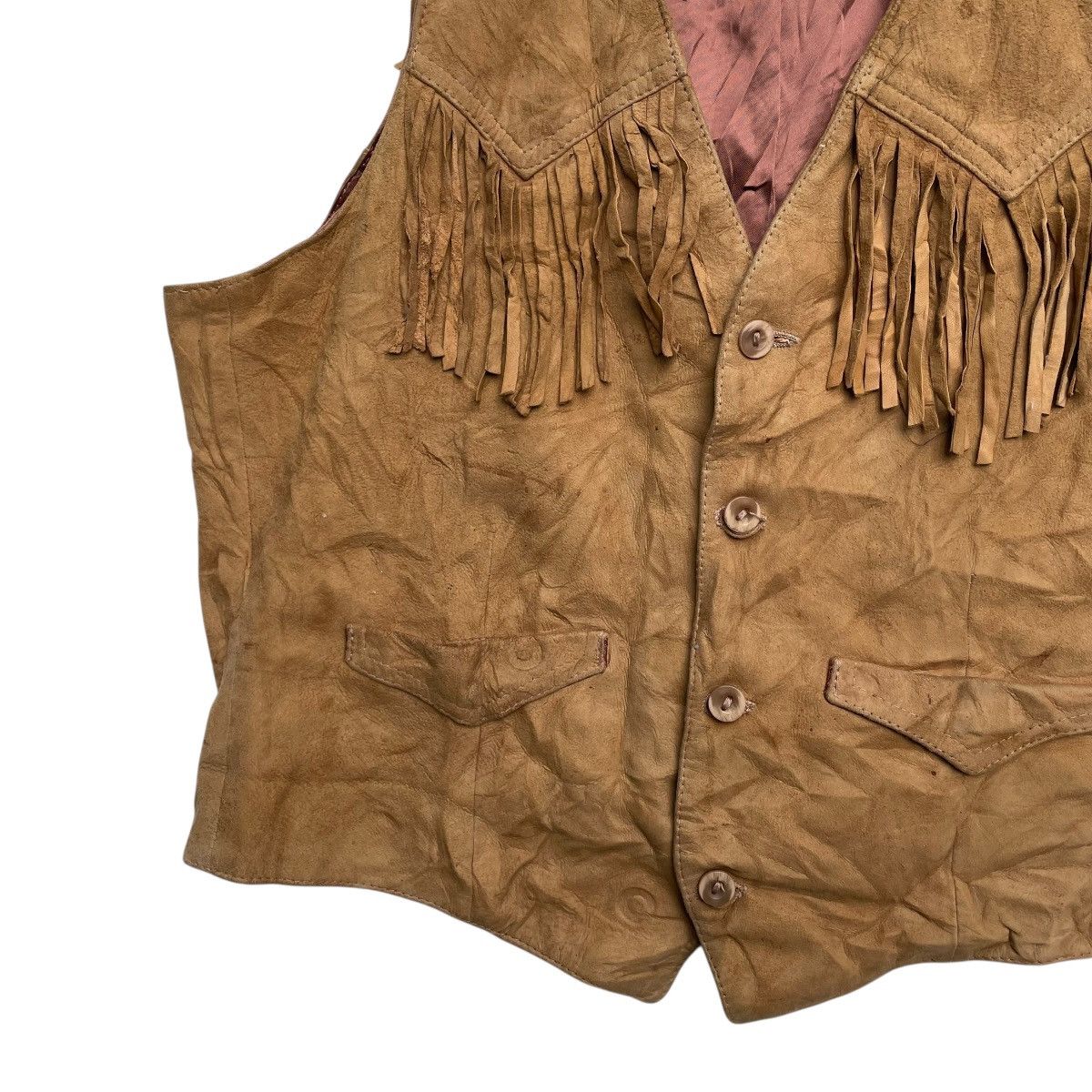 Genuine Leather × Vintage 💥Vintage Harry Pollock Fringe Vest Genuine Leather Size US M / EU 48-50 / 2 - 4 Thumbnail