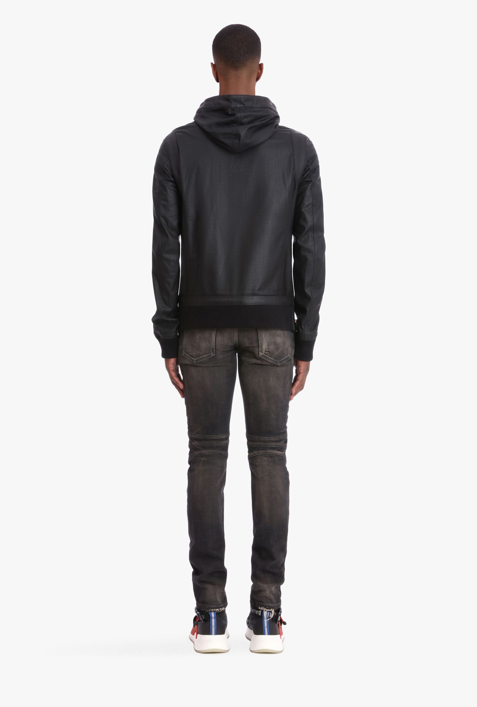 Balmain Balmain perforated leather zip-up hoodie Size US M / EU 48-50 / 2 - 4 Thumbnail
