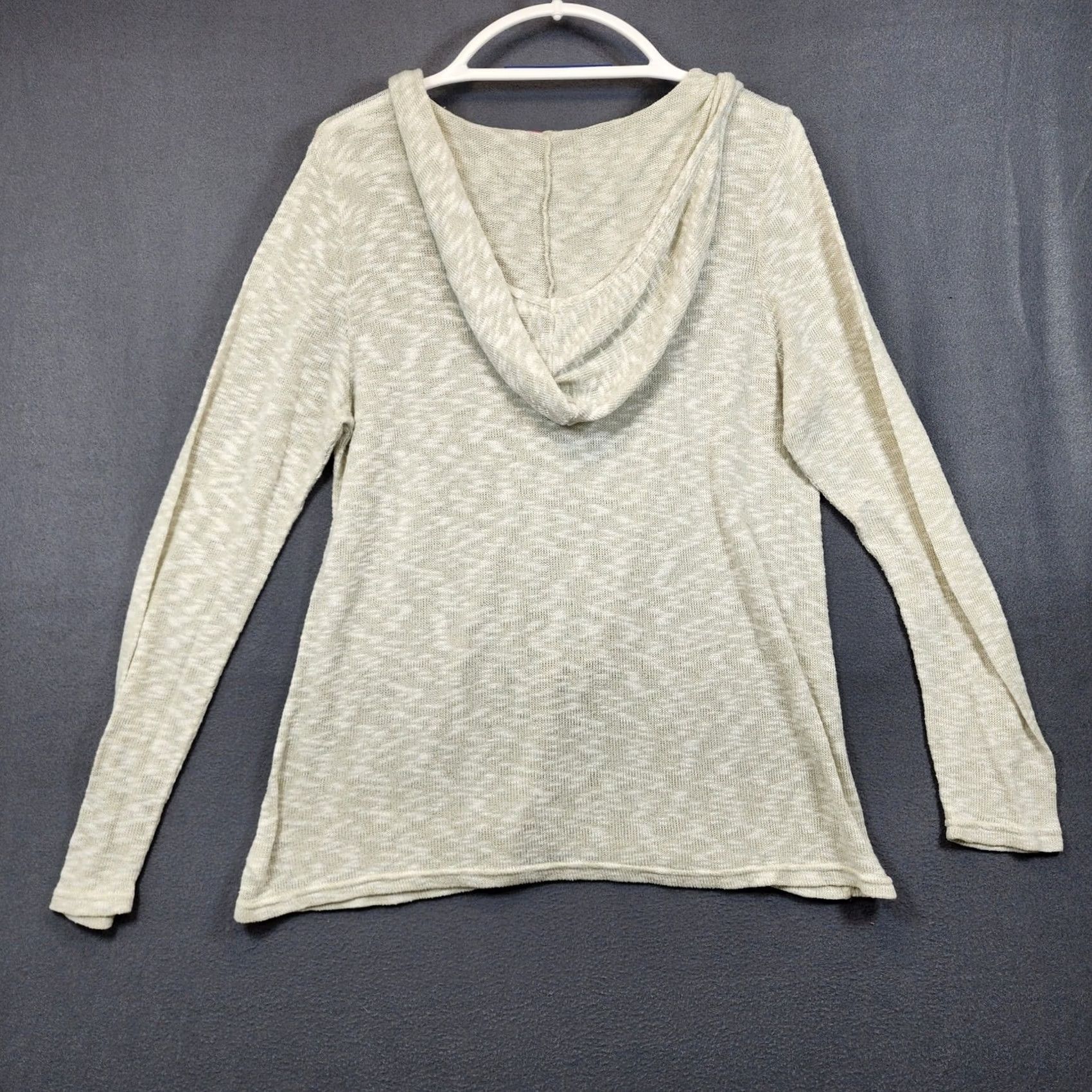 Vintage Fresh Produce Womens Large Grey Cream Pullover Hoodie Stretch Casual USA Size L / US 10 / IT 46 - 2 Thumbnail