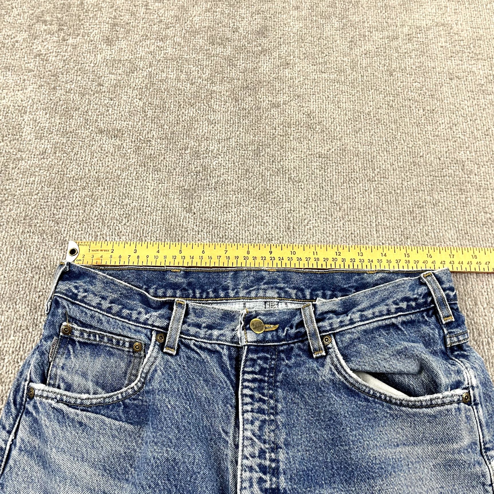 Carhartt Carhartt Jeans Denim Straight 34 x 32 Regular Mens Blue Mid Wash 2006 Vintage-Style Workwear Flannel Lined Felted Denim (5-Pocket) Aged Look Size US 34 / EU 50 - 5 Thumbnail