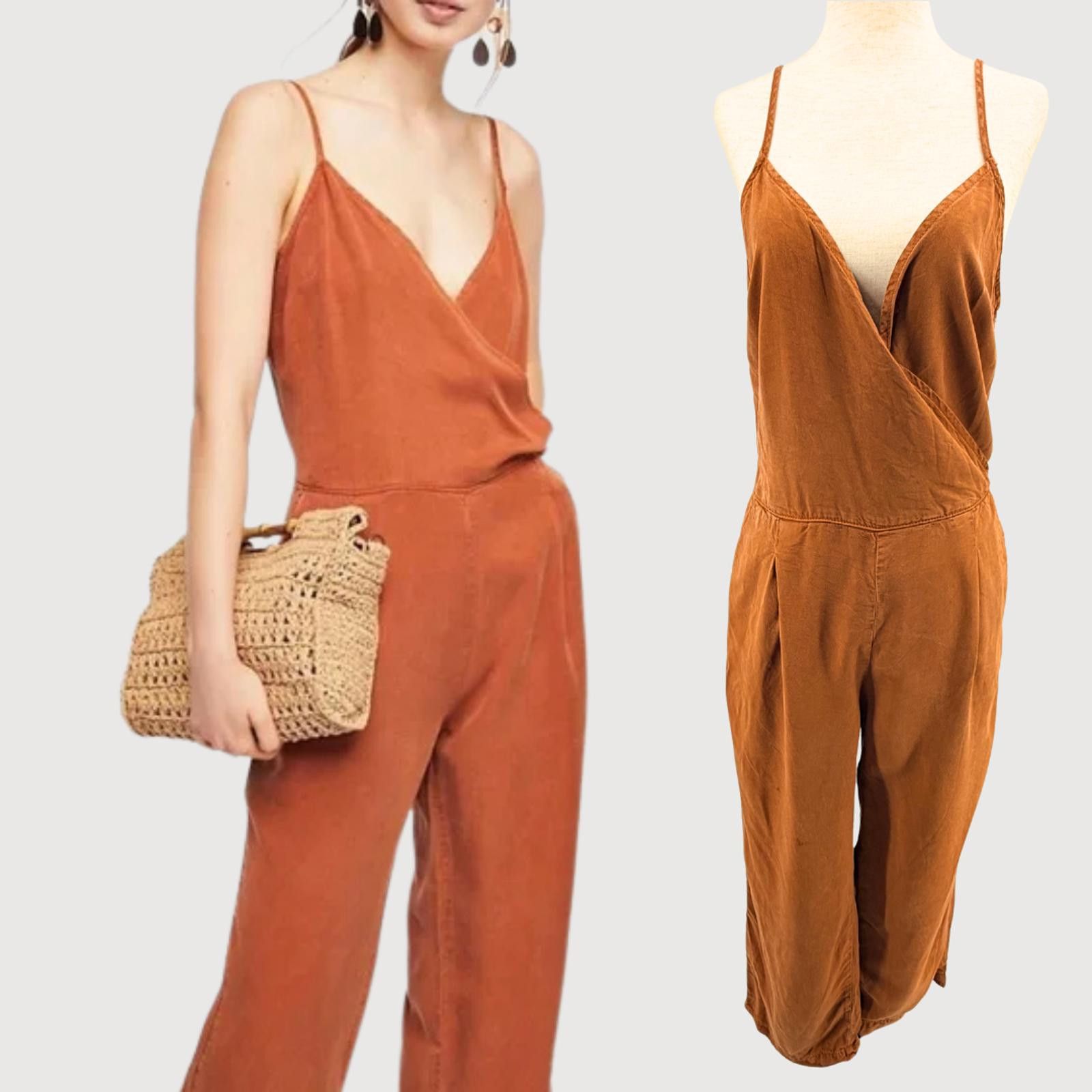Free People Free People Jade Jumpsuit Rust Lyocell Wide Leg 6 Size 28" / US 6 / IT 42 - 1 Thumbnail