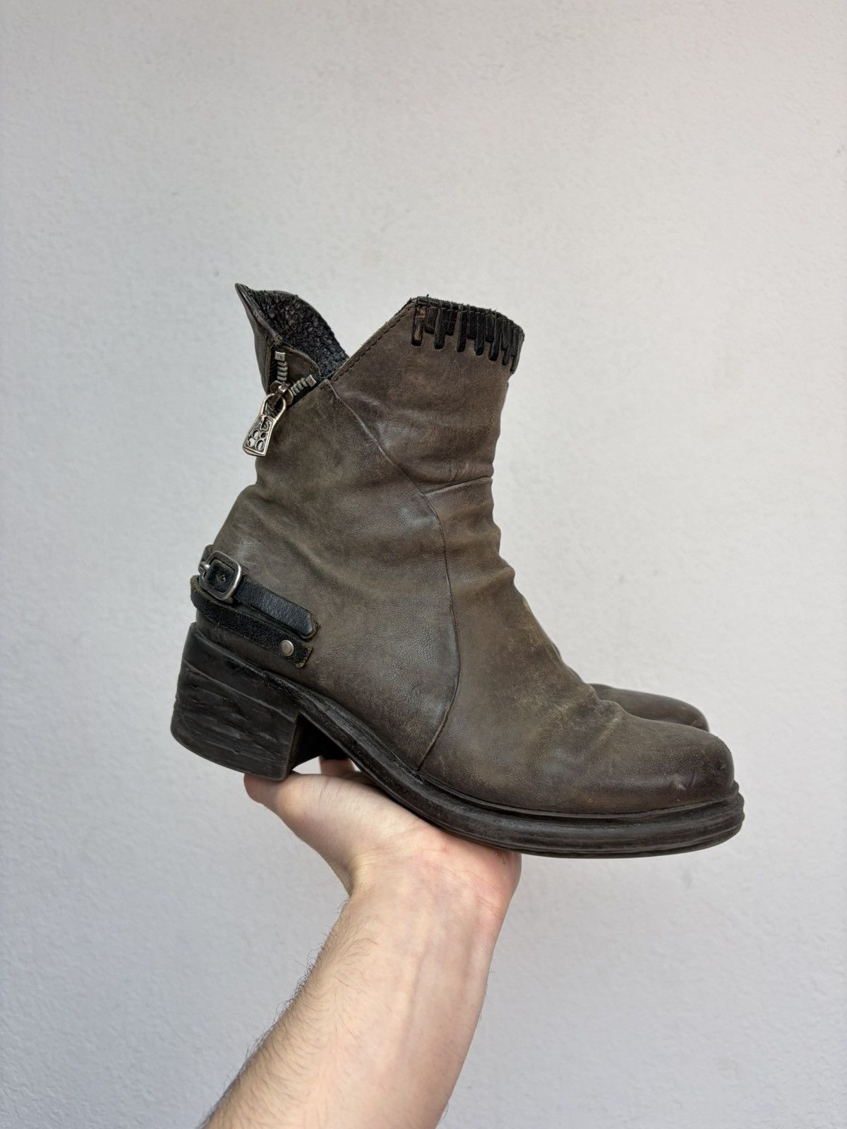 If Six Was Nine AS 98 Vibe Artisan Black Leather Side Zip Ankle Biker Boots Size US 5 / EU 37 - 7 Thumbnail