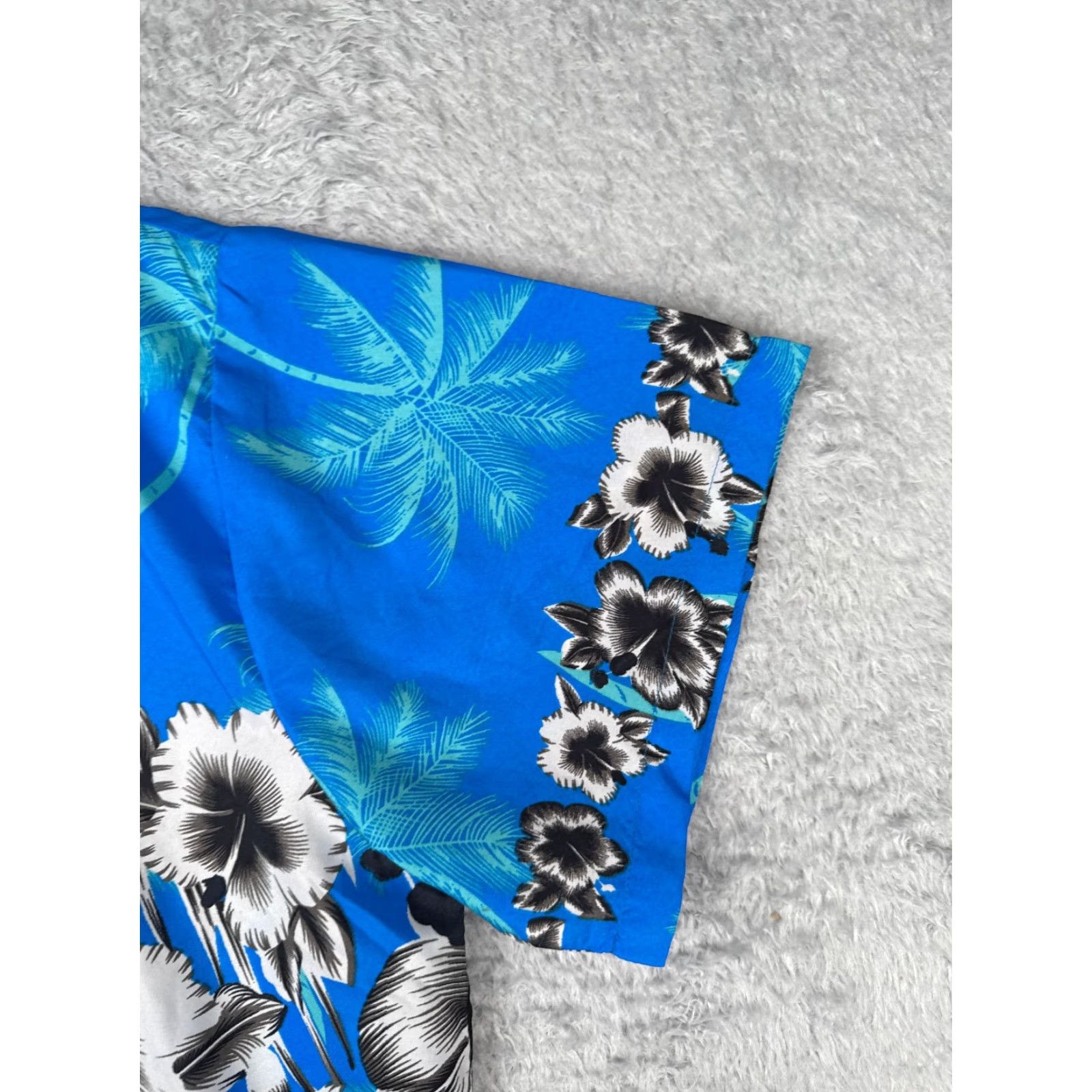 Vintage King Kameha Shirt Men 2XL Blue Floral Palm Tree Hawaiian Polyester Button Up Size US XXL / EU 58 / 5 - 2 Thumbnail