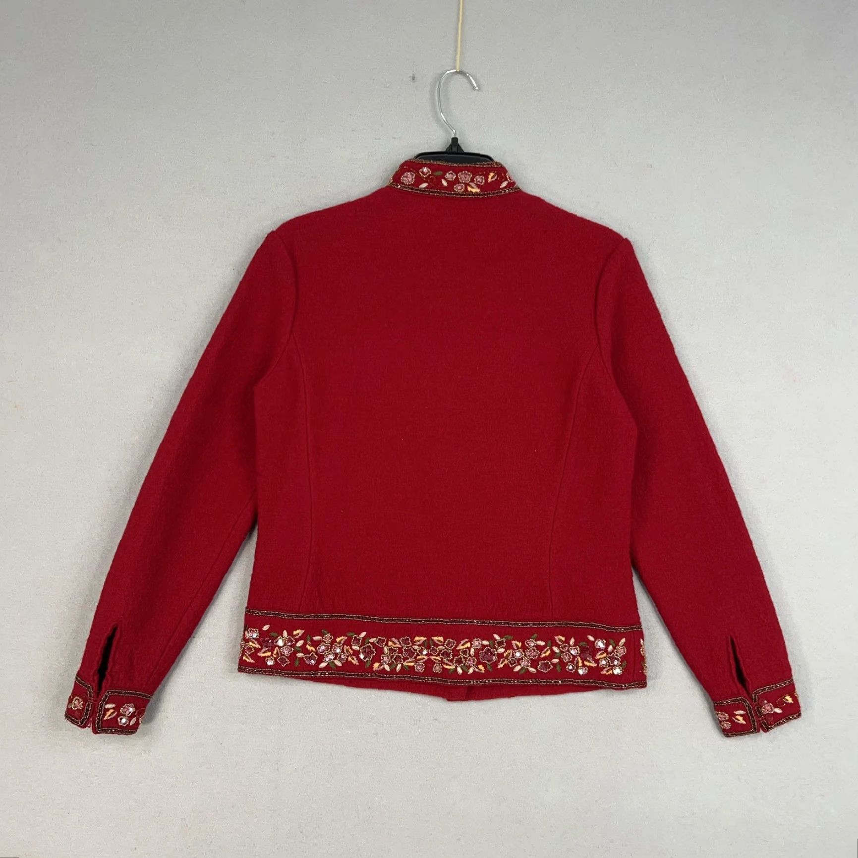 Talbots Talbots Womens Small Red Wool Floral Embroidered Beaded Cardigan Sweater Jacket 80s 90s Casual Womens Size S / US 4 / IT 40 - 7 Thumbnail