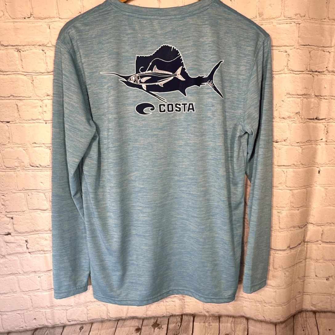 Costa Del Mar Costa Technical Crew Long Sleeve Performance Shirt Men S Blue Swordfish Graphic T-Shirt Activewear Crew Neck Costa Del Mar Size US S / EU 44-46 / 1 - 4 Thumbnail