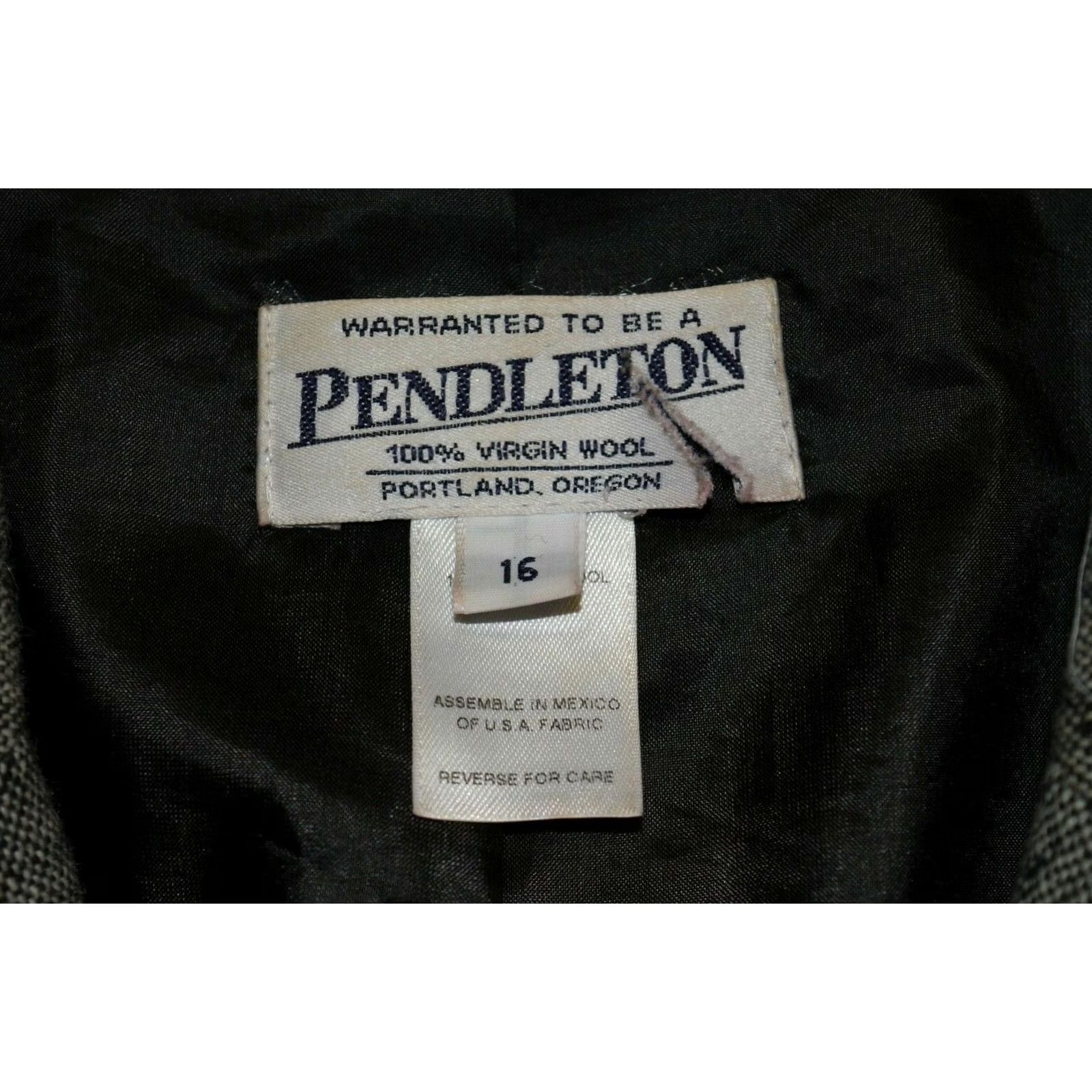 Pendleton VINTAGE Pendleton Blazer Shirt Womens 16 Gray Wool Lined 2-Button Notch Shawl 70s Pant Suit Size 38" / US 16 / IT 52 - 5 Thumbnail