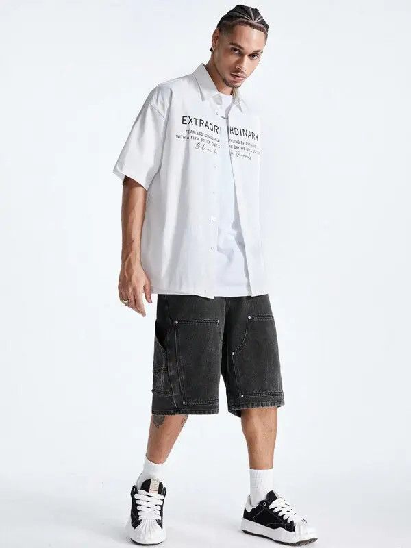 Japanese Brand Aikawa x Hiro Jorts Shorts Drip Washed Denim Cargo Size US 35 - 5 Thumbnail