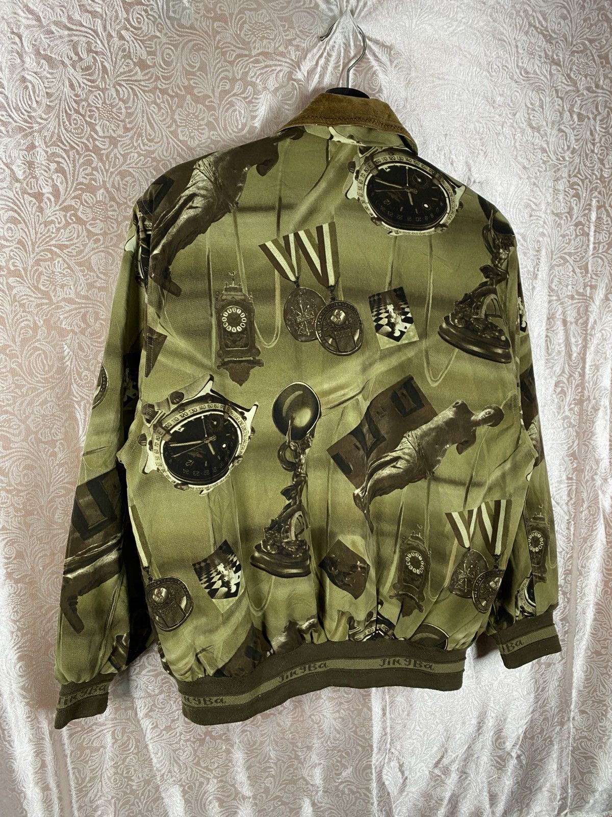 Vintage WeiFan Vintage Graphic Olive Green Suede Collar Retro Print Size US L / EU 52-54 / 3 - 13 Thumbnail