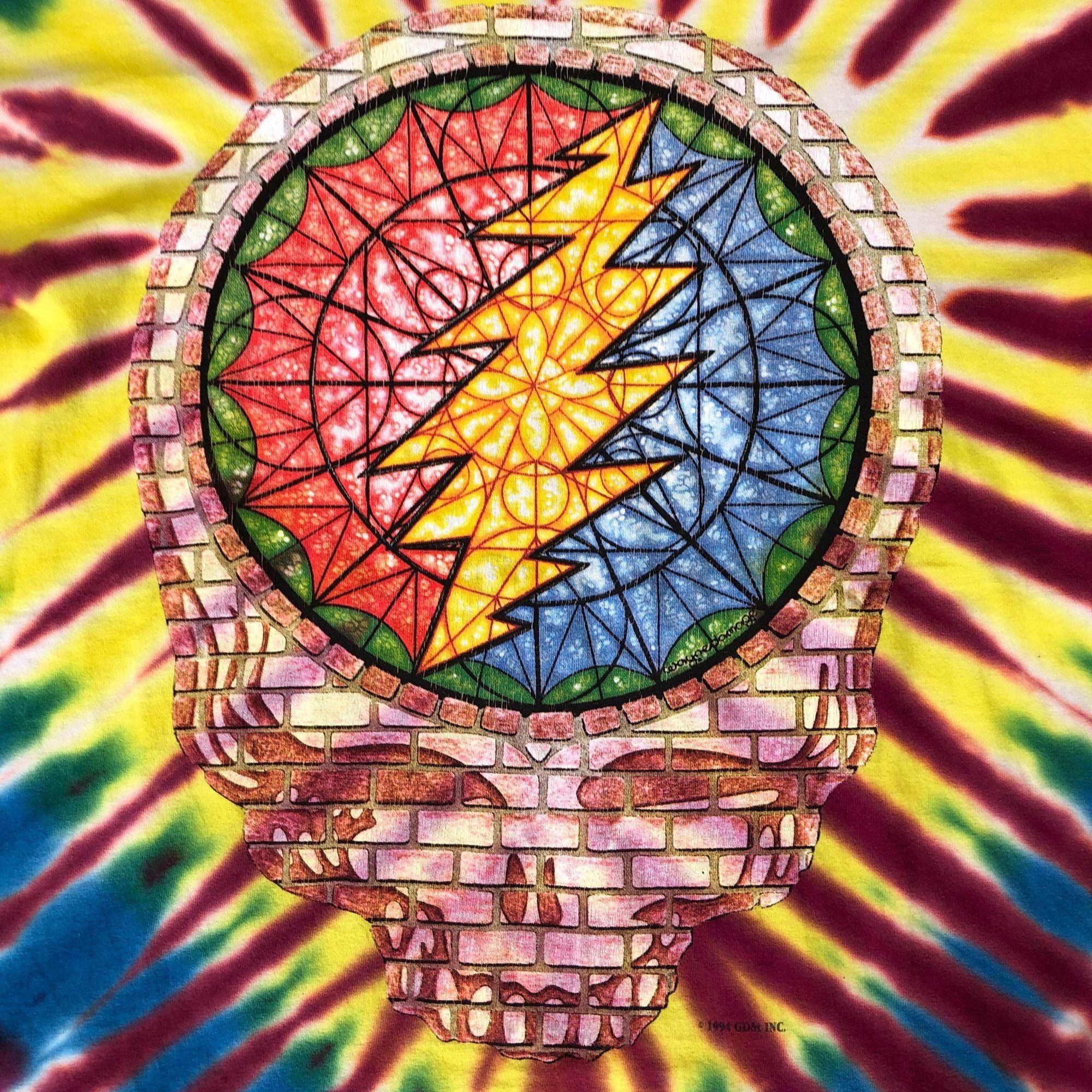 Fruit Of The Loom Vintage 1994 Grateful Dead Stained Glass Tie Dye Tee Size US XL / EU 56 / 4 - 2 Thumbnail