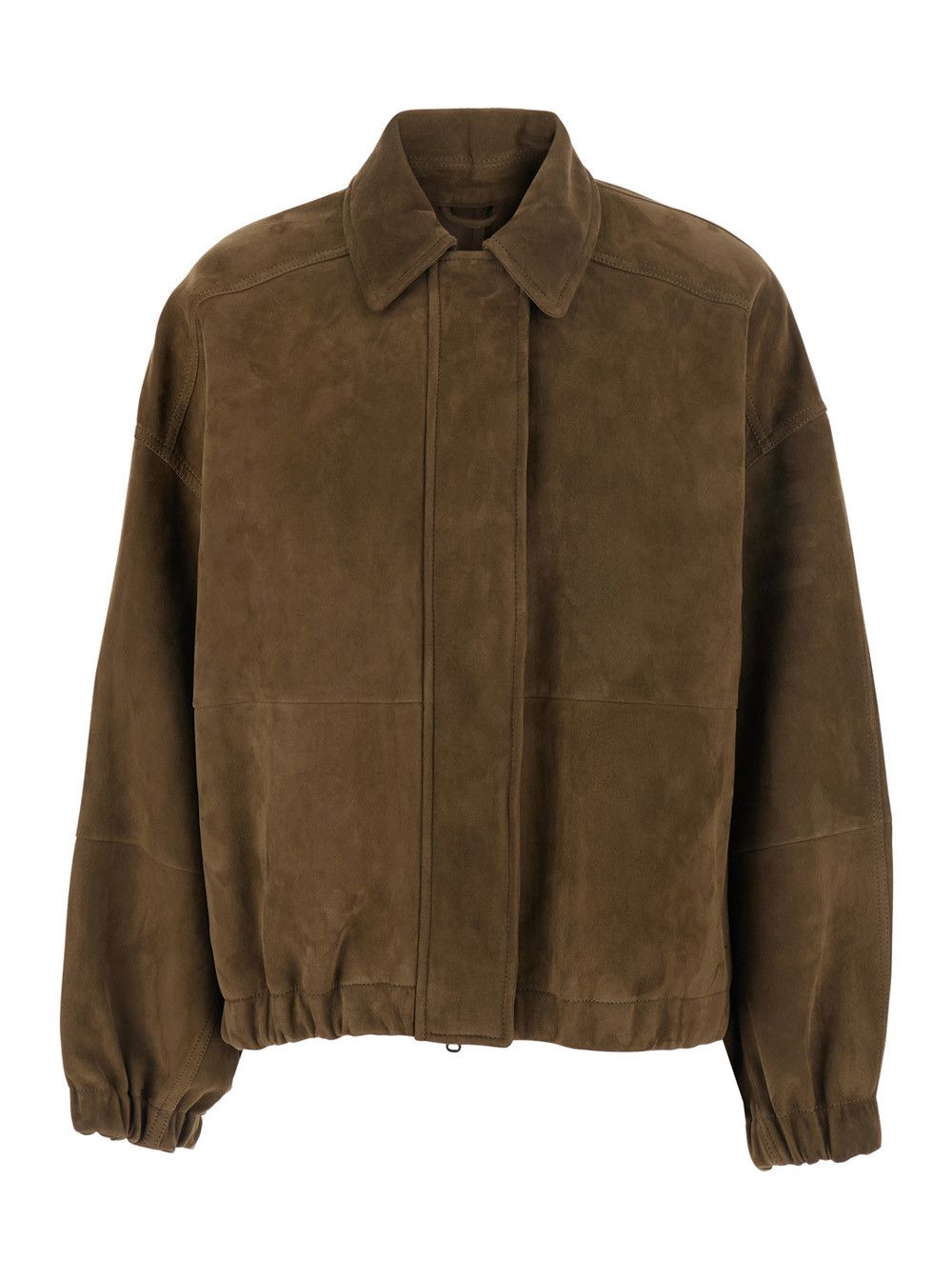 Brunello Cucinelli Brown Jacket with classic collar and hidden front ...